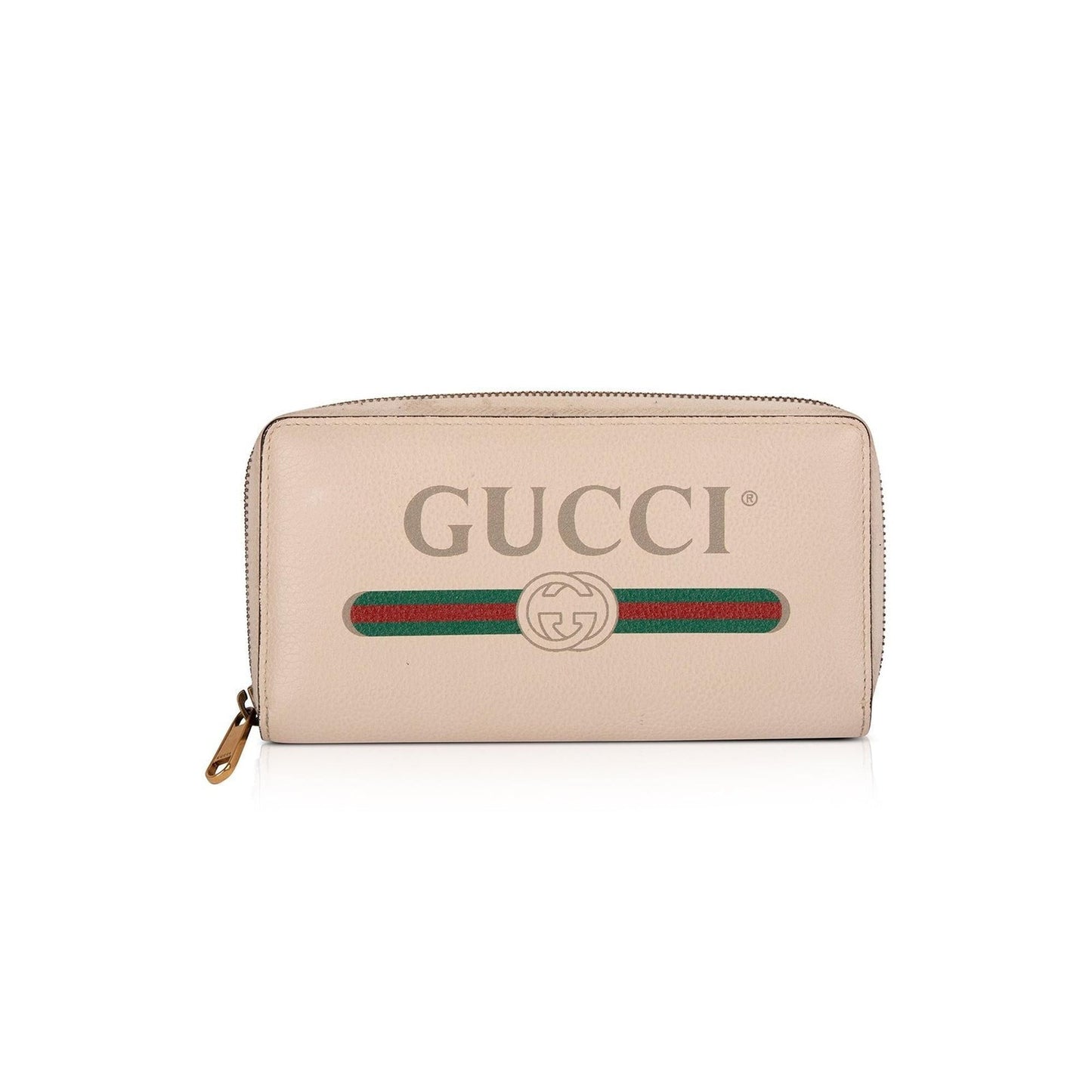 Gucci Print Leather Zip Around Wallet