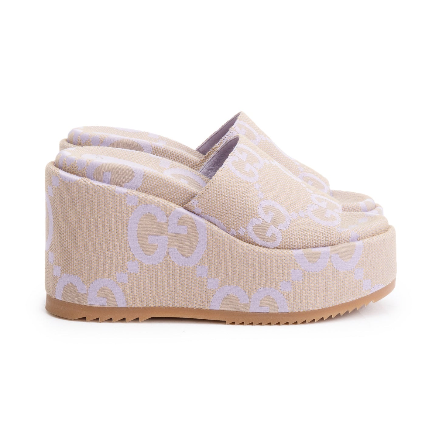 Gucci Purple Maxi GG Canvas Patform Slide Sandal, Size 38