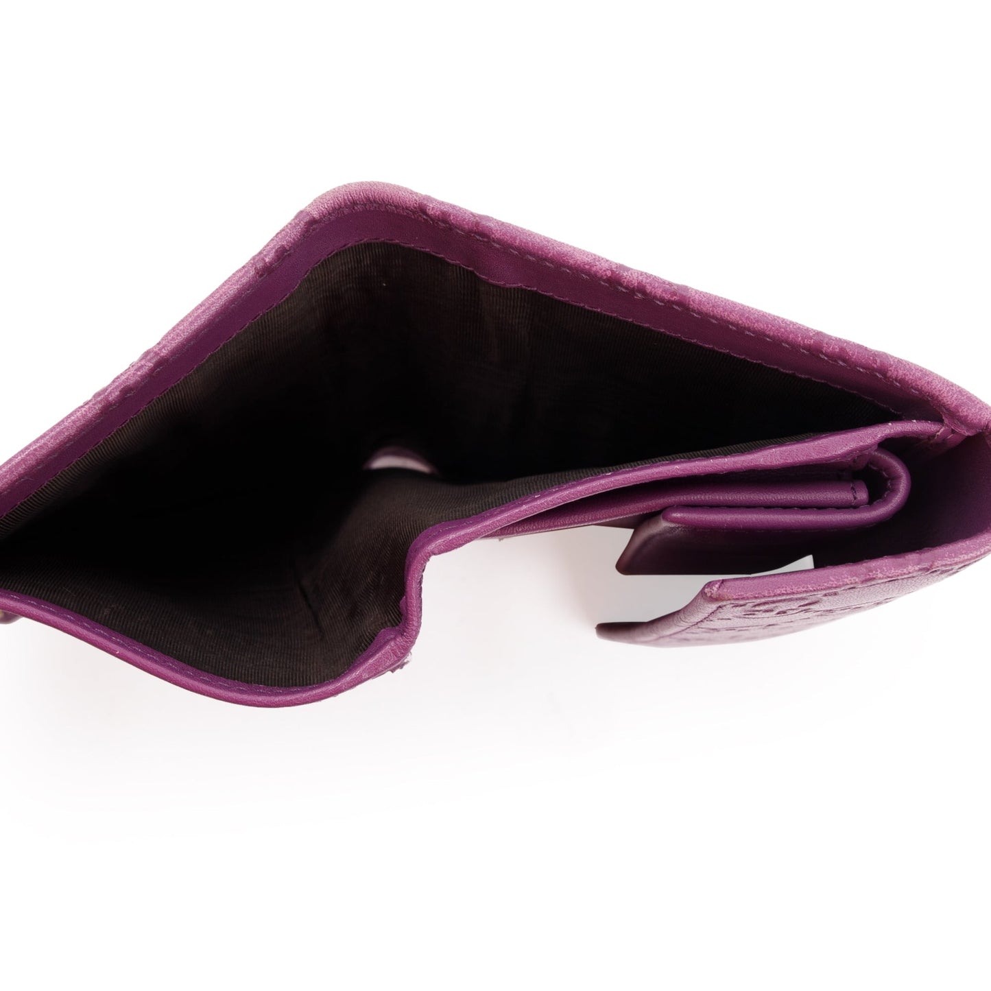 Gucci Purple Signature Leather Compact Flap Wallet