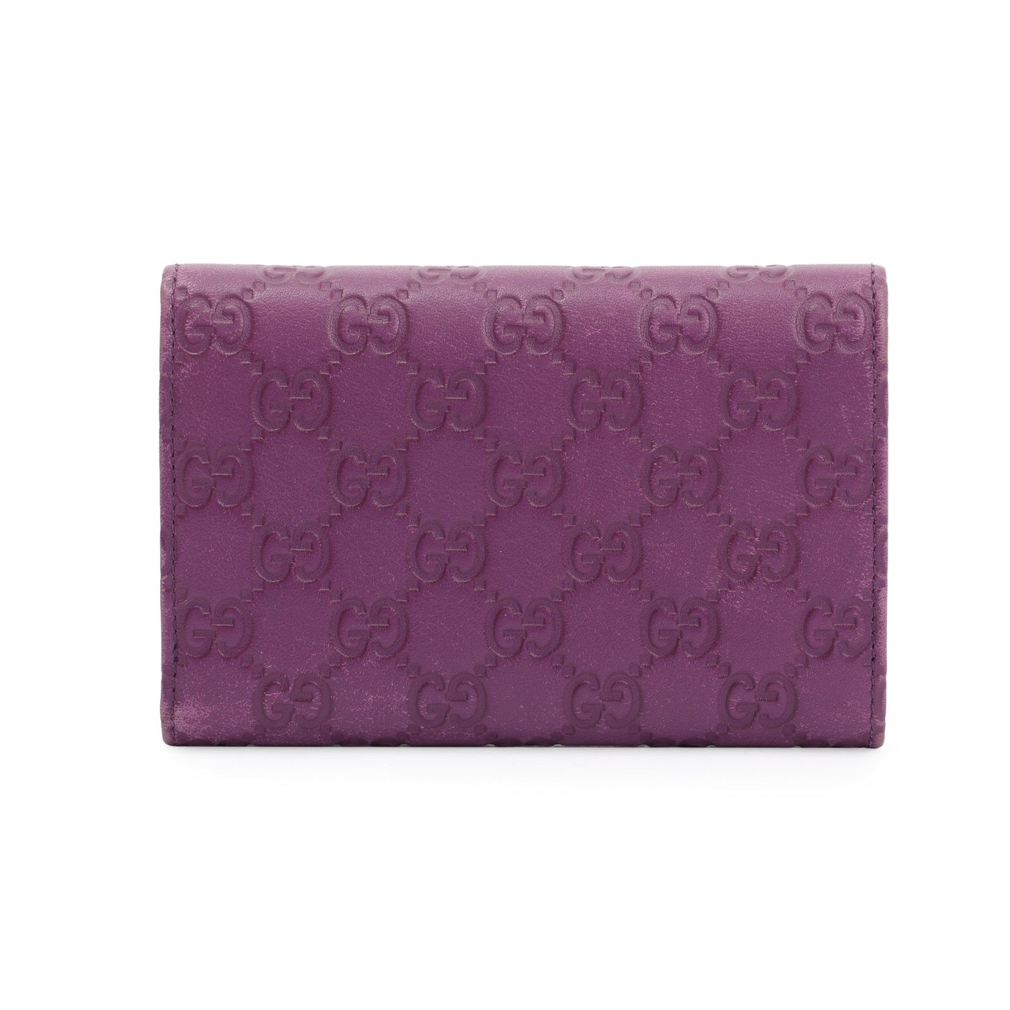 Gucci Purple Signature Leather Compact Flap Wallet