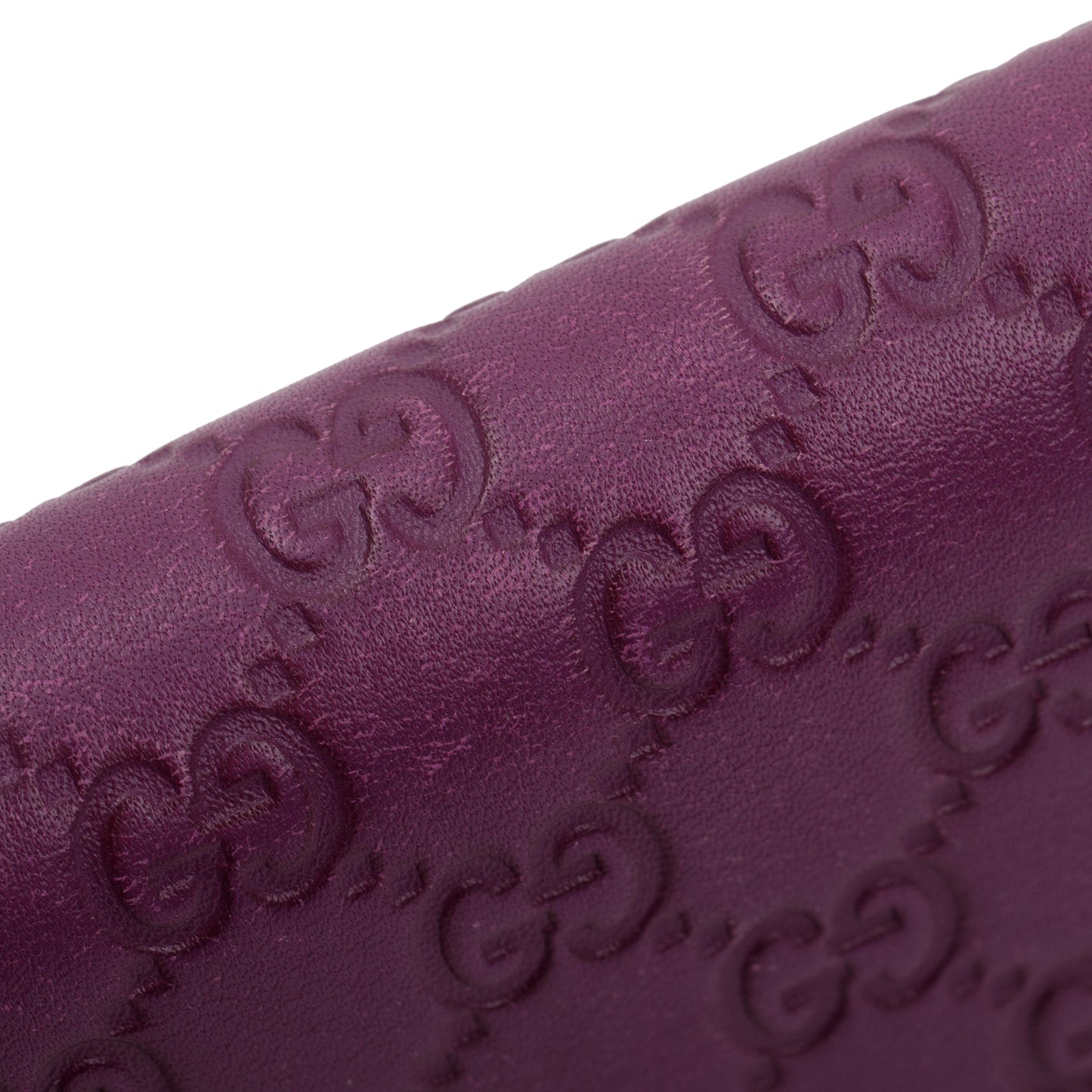 Gucci Purple Signature Leather Compact Flap Wallet