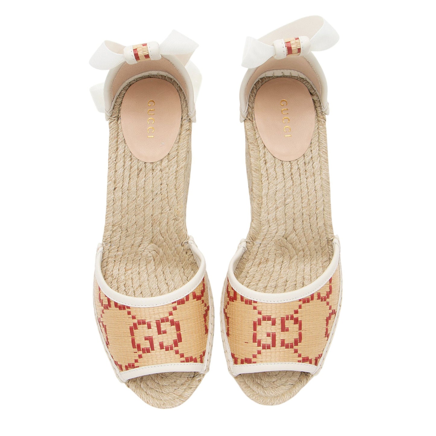 Gucci Raffia GG Espadrille Wedges - Size 9.5 / 39.5