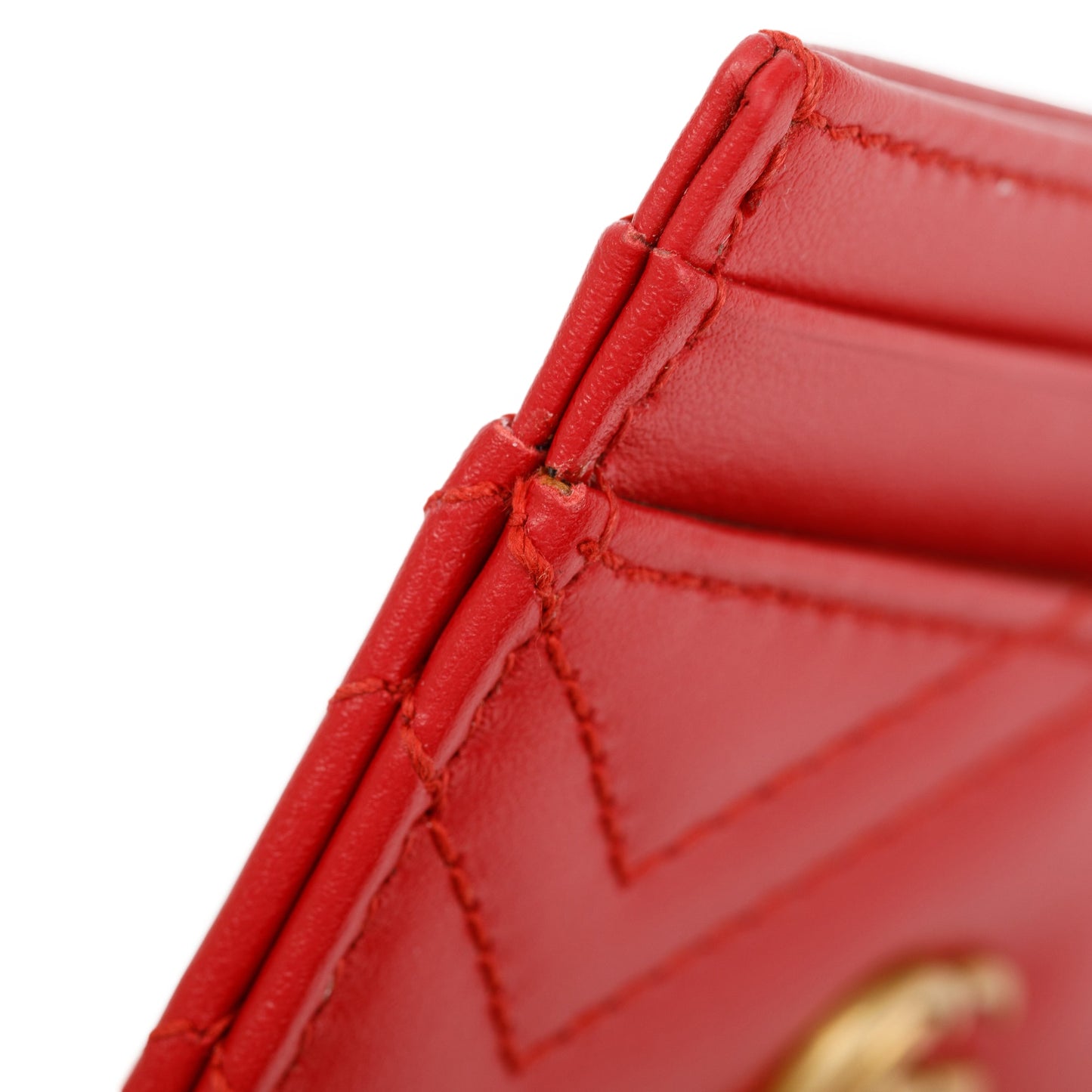 Gucci Red Calfskin Leather GG Marmont Card Holder