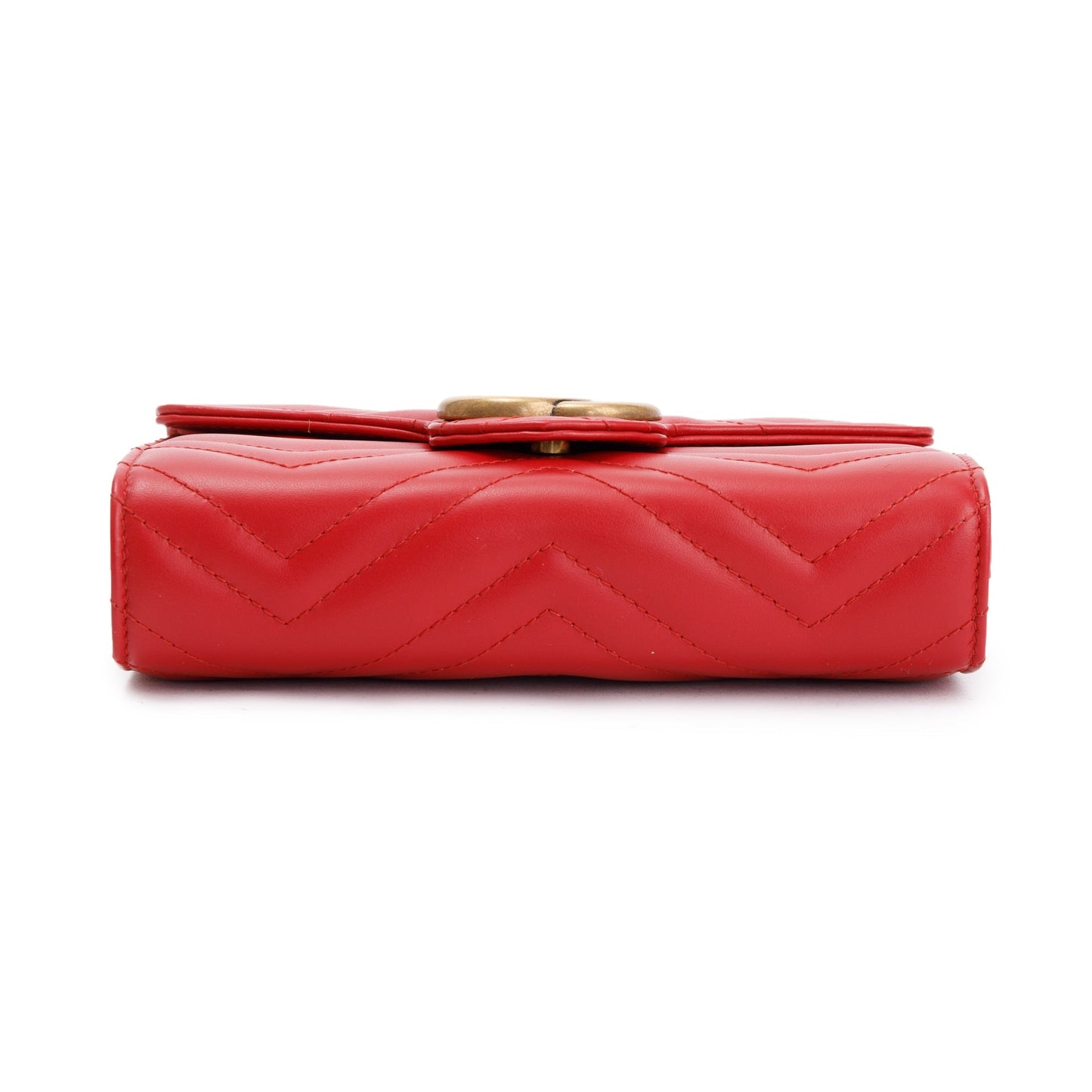 Gucci Red Calfskin Leather GG Marmont Matelasse Mini Bag