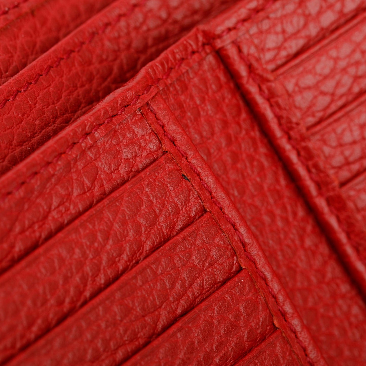 Gucci Red Calfskin Leather Interlocking G Logo Dollar French Wallet