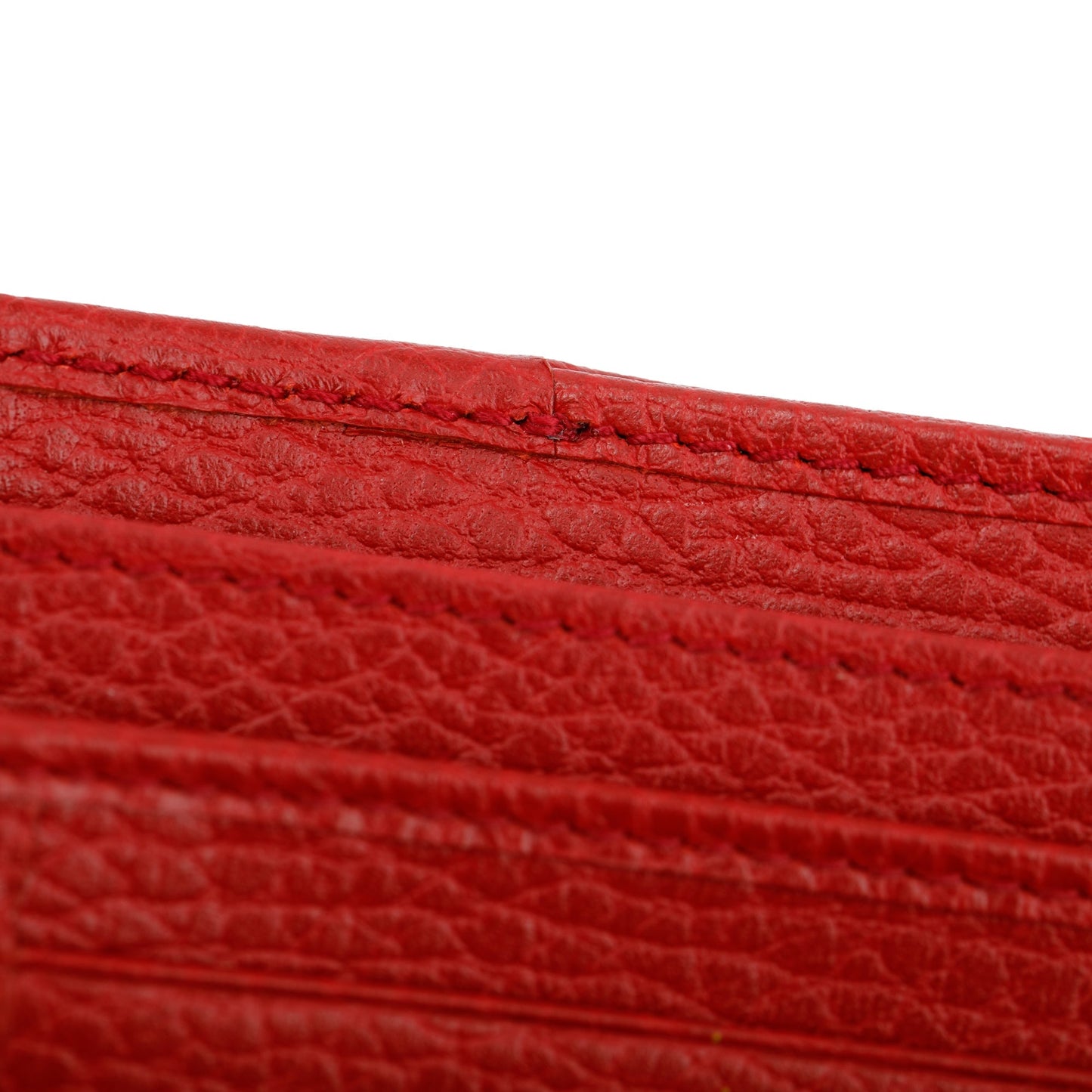 Gucci Red Calfskin Leather Interlocking G Logo Dollar French Wallet