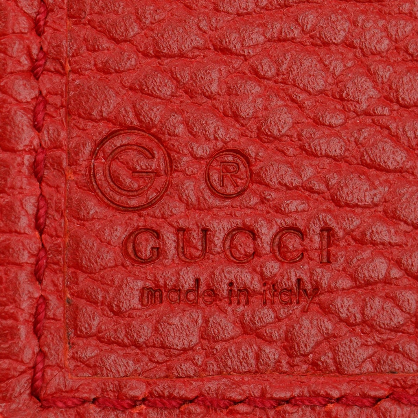 Gucci Red Calfskin Leather Interlocking G Logo Dollar French Wallet