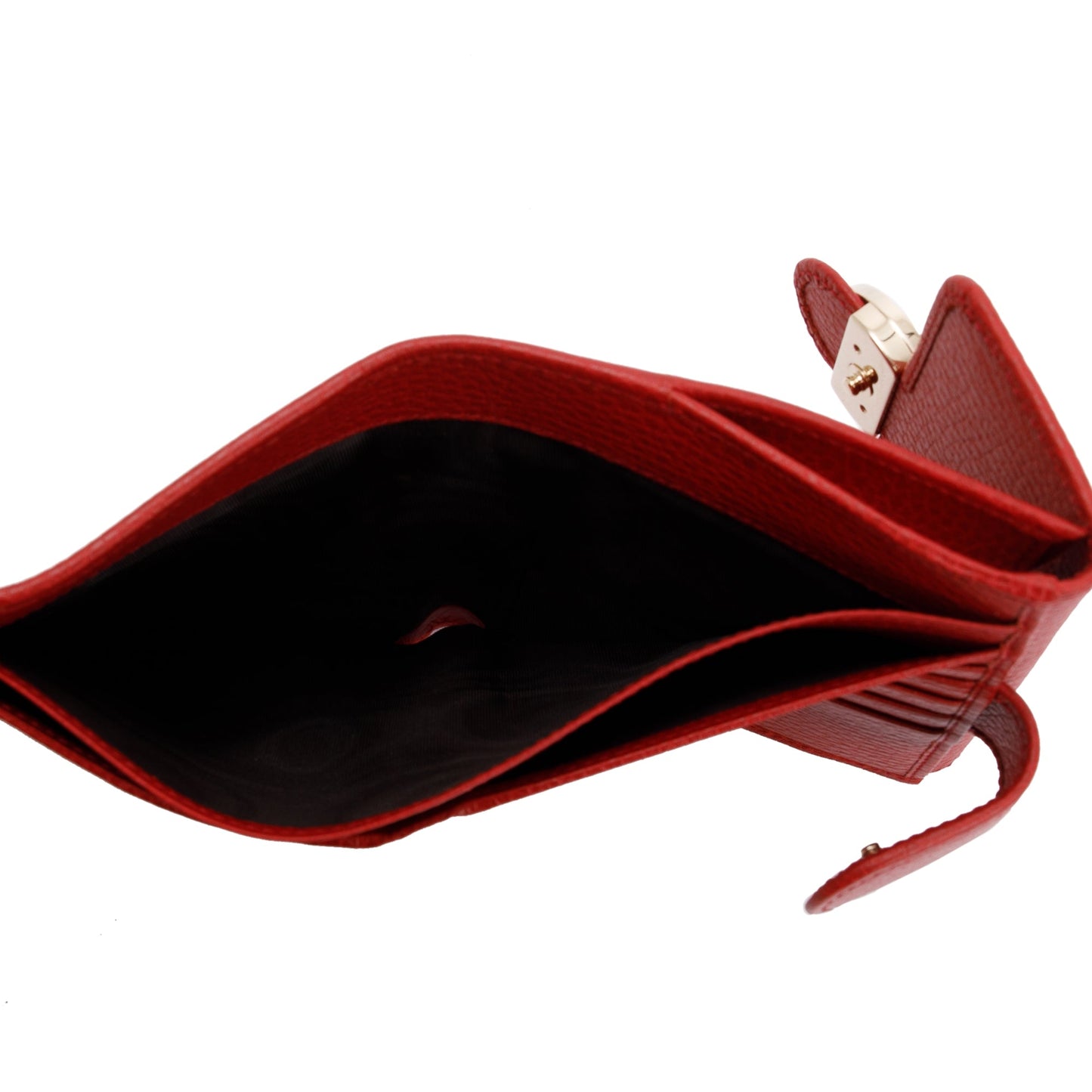 Gucci Red Calfskin Leather Interlocking G Logo Dollar French Wallet