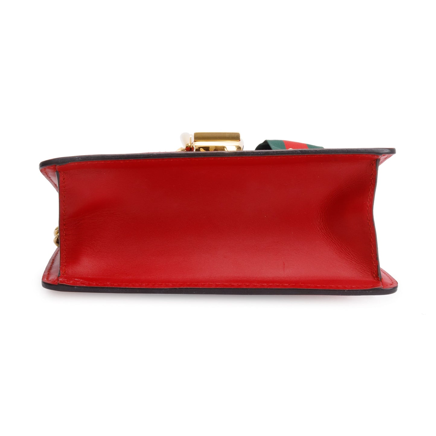 Gucci Red Calfskin Leather Web Small Sylvie Chain Shoulder Bag