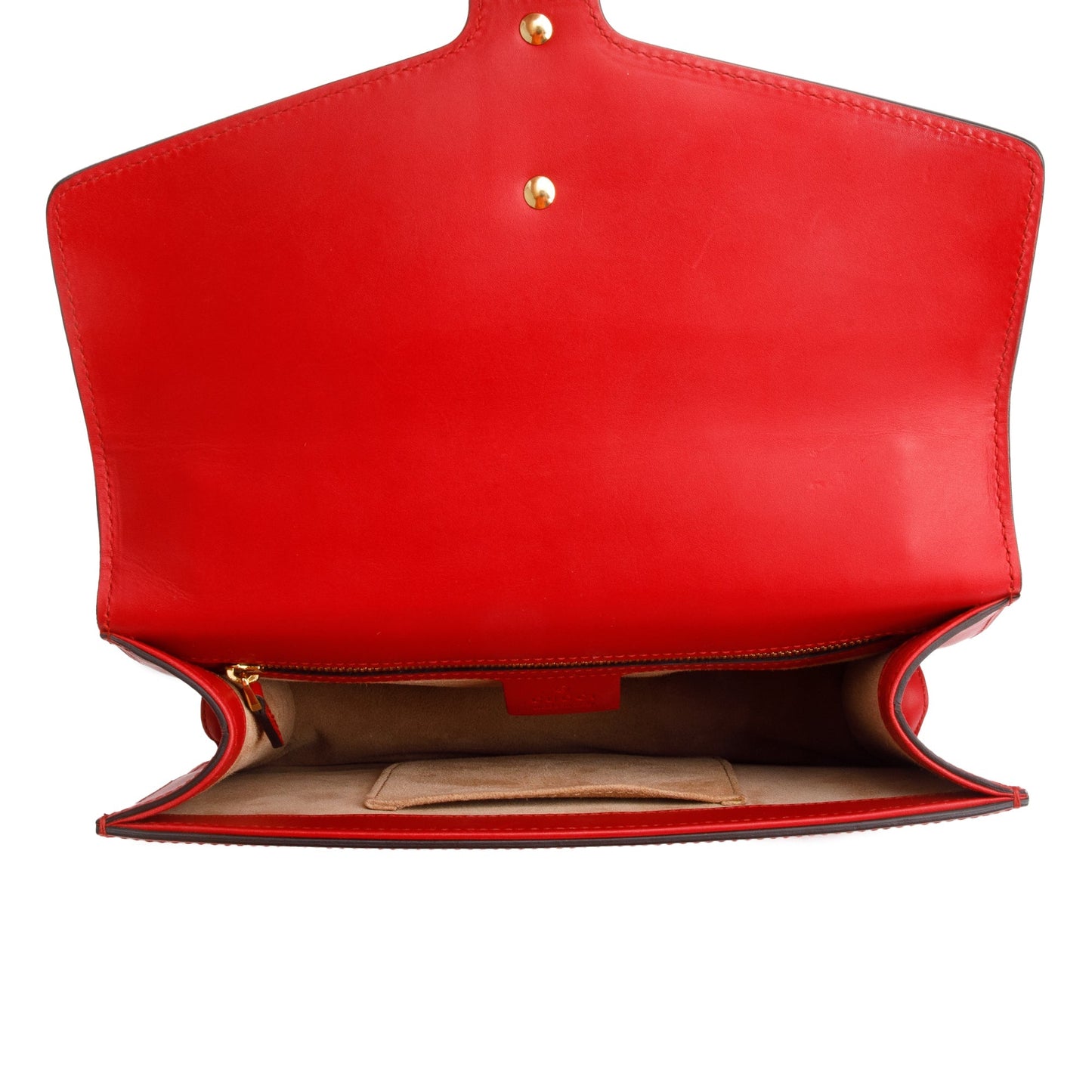 Gucci Red Calfskin Leather Web Small Sylvie Shoulder Bag