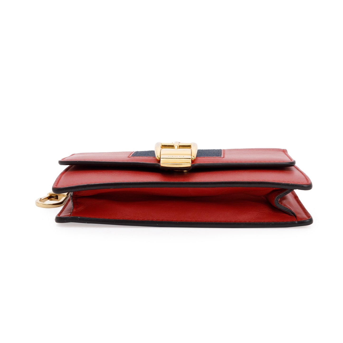 Gucci Red Calfskin Leather Web Super Mini Sylvie Chain Shoulder Bag