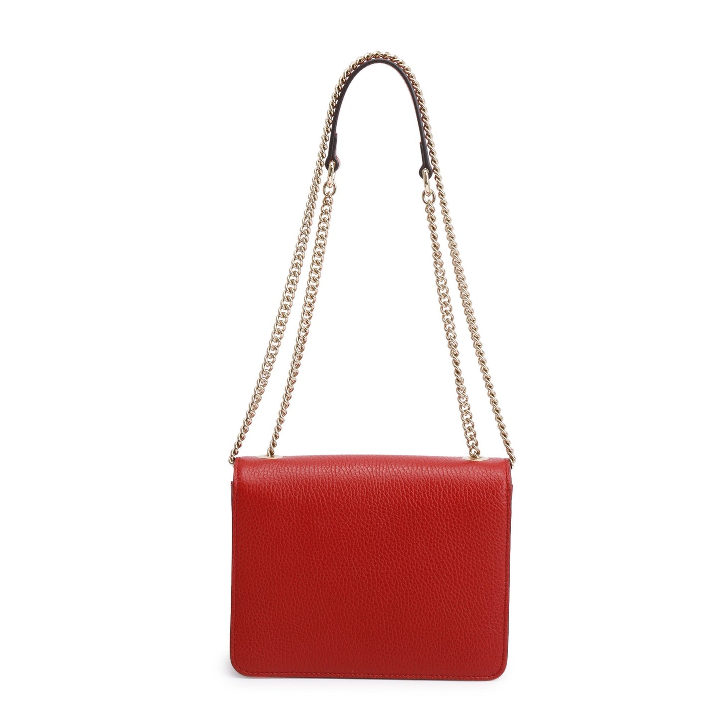 Gucci Red Dollar Calfskin Leather Interlocking GG Small Chain Shoulder Bag