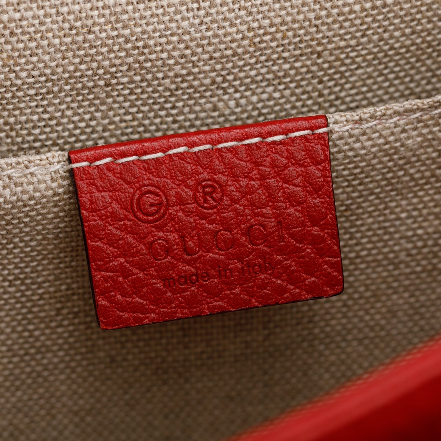 Gucci Red Dollar Calfskin Leather Interlocking GG Small Chain Shoulder Bag