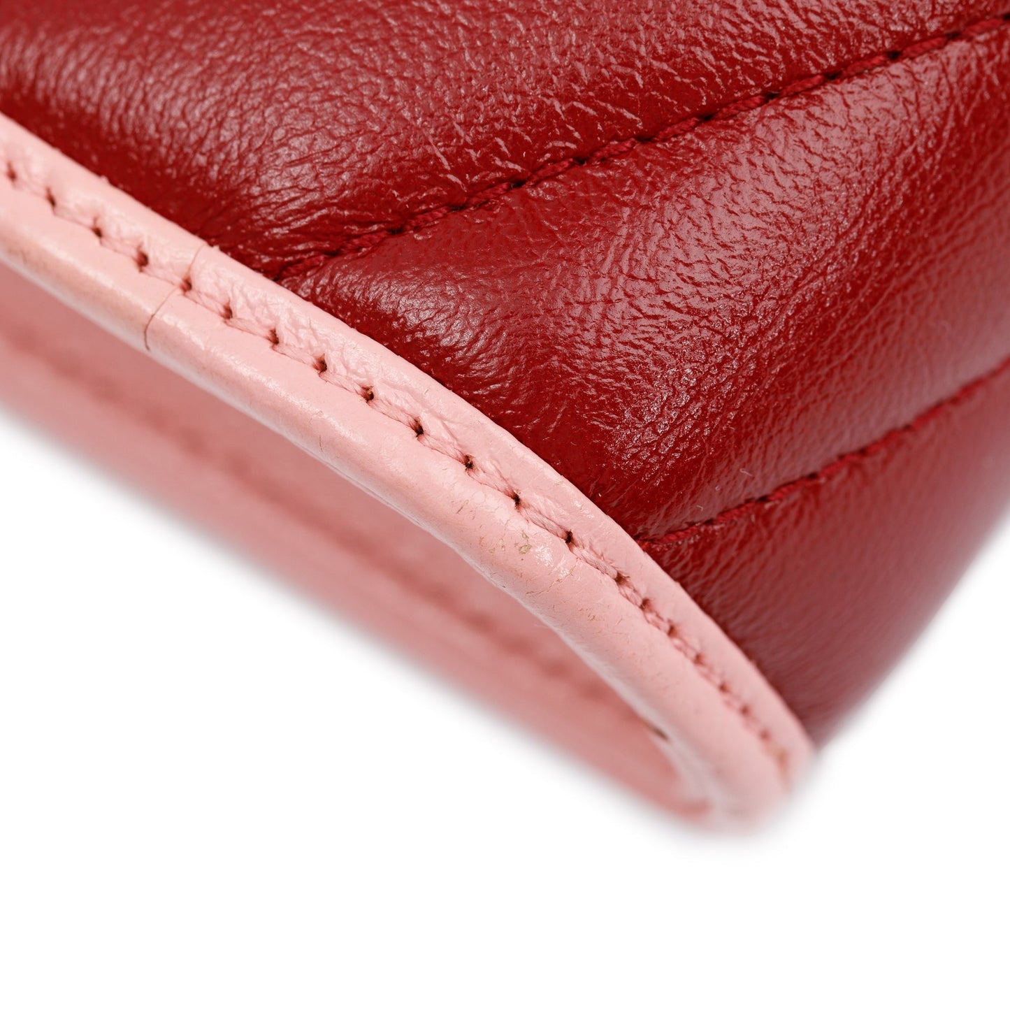 Gucci Red GG Marmont Azalea Calfskin Enamel Diagonal Torchon Wallet on Chain