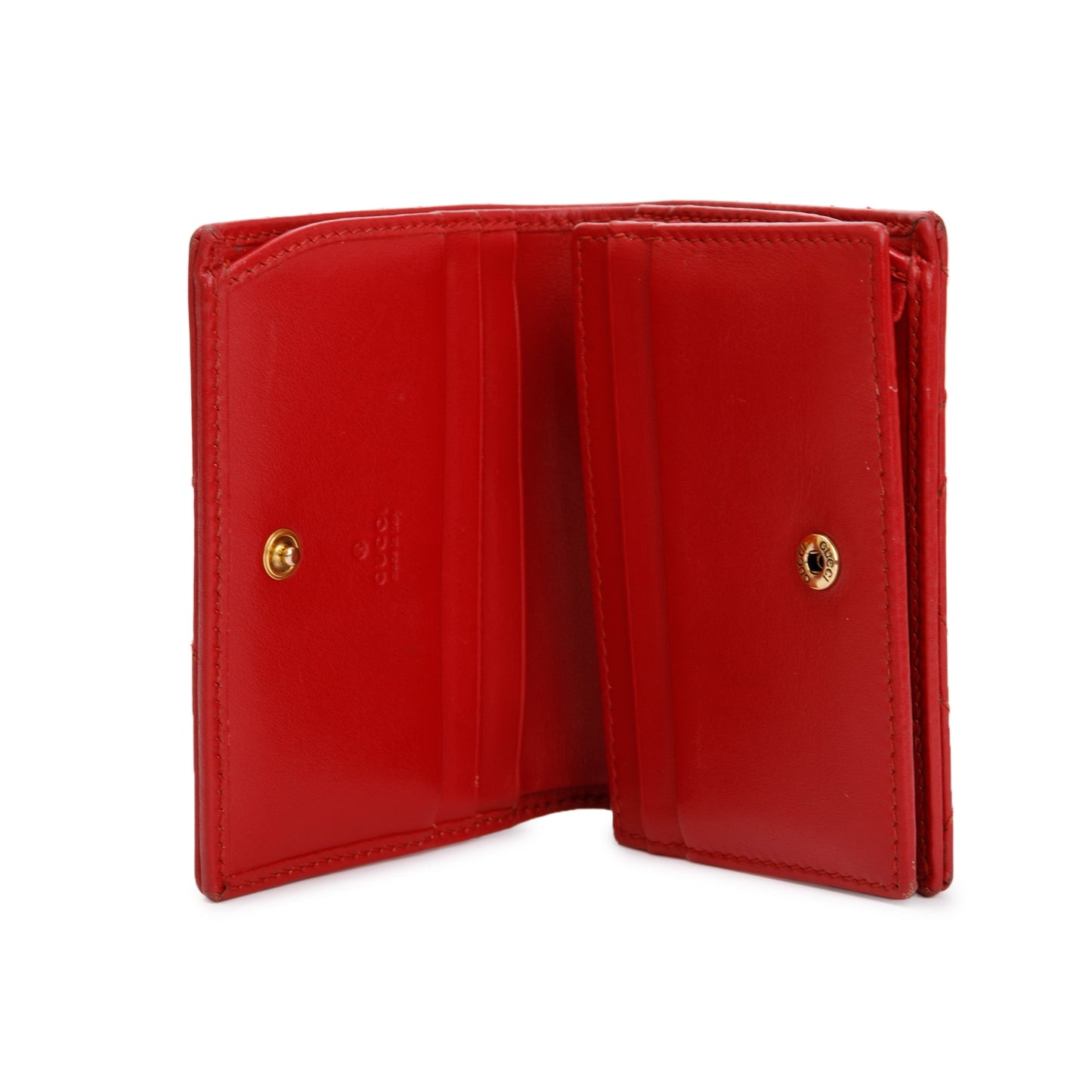 Gucci Red GG Marmont Matelasse Leather Card Case Wallet