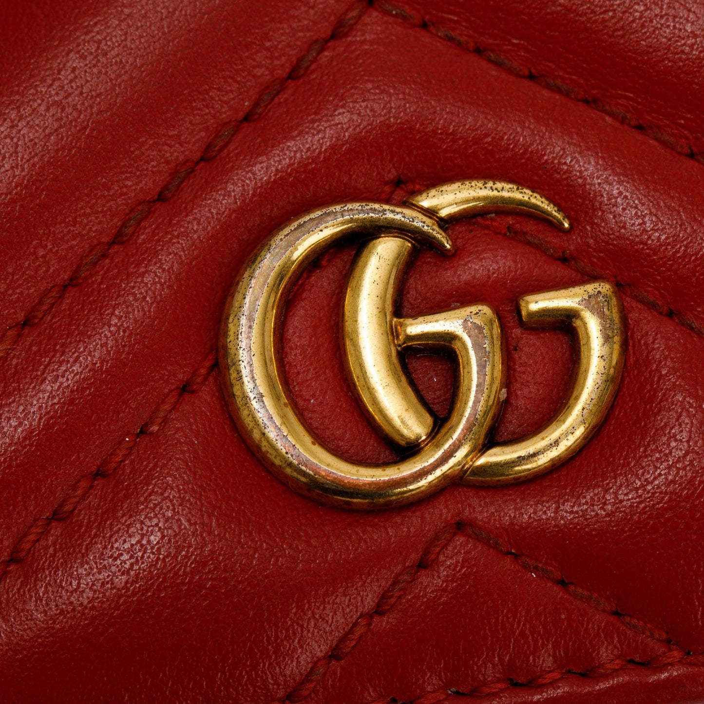 Gucci Red GG Marmont Matelasse Leather Card Case Wallet
