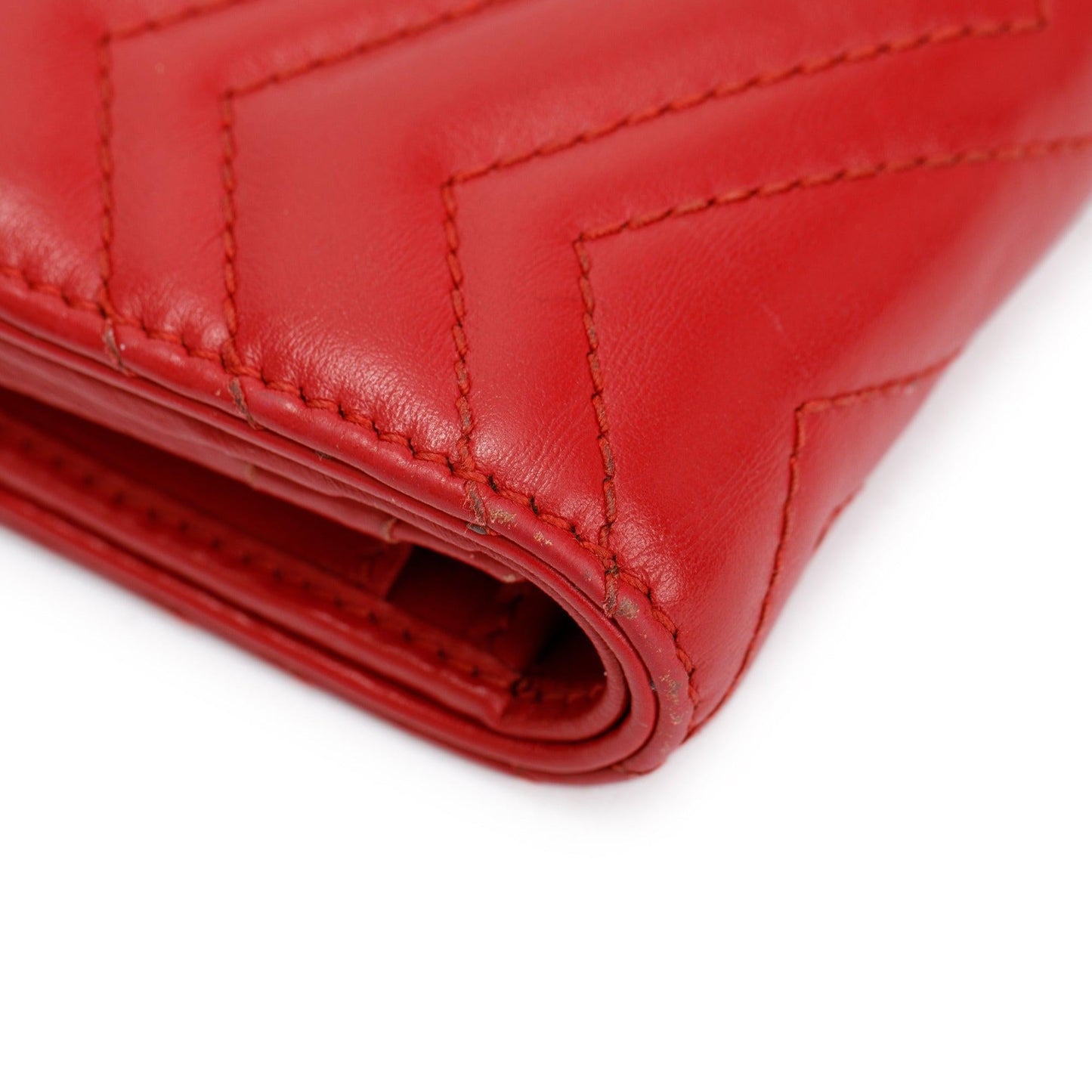Gucci Red GG Marmont Matelasse Leather Card Case Wallet