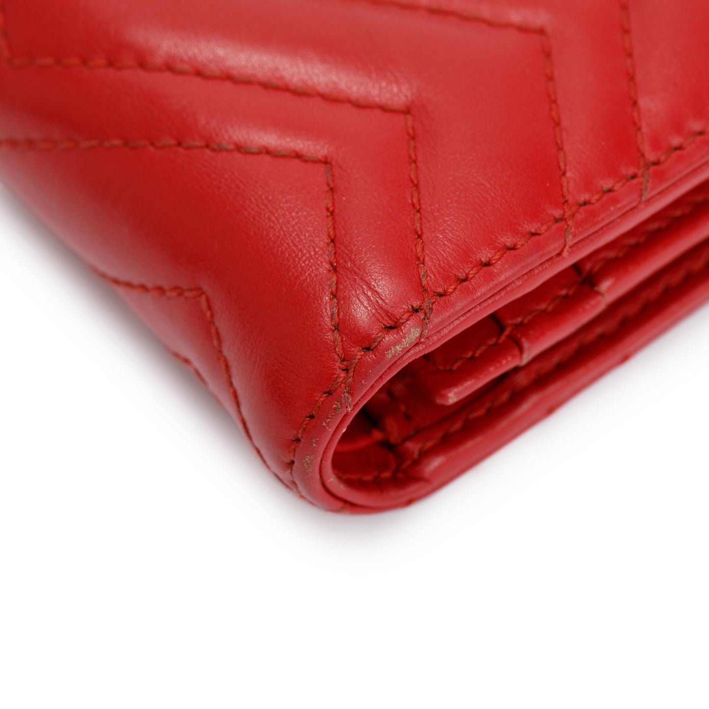 Gucci Red GG Marmont Matelasse Leather Card Case Wallet