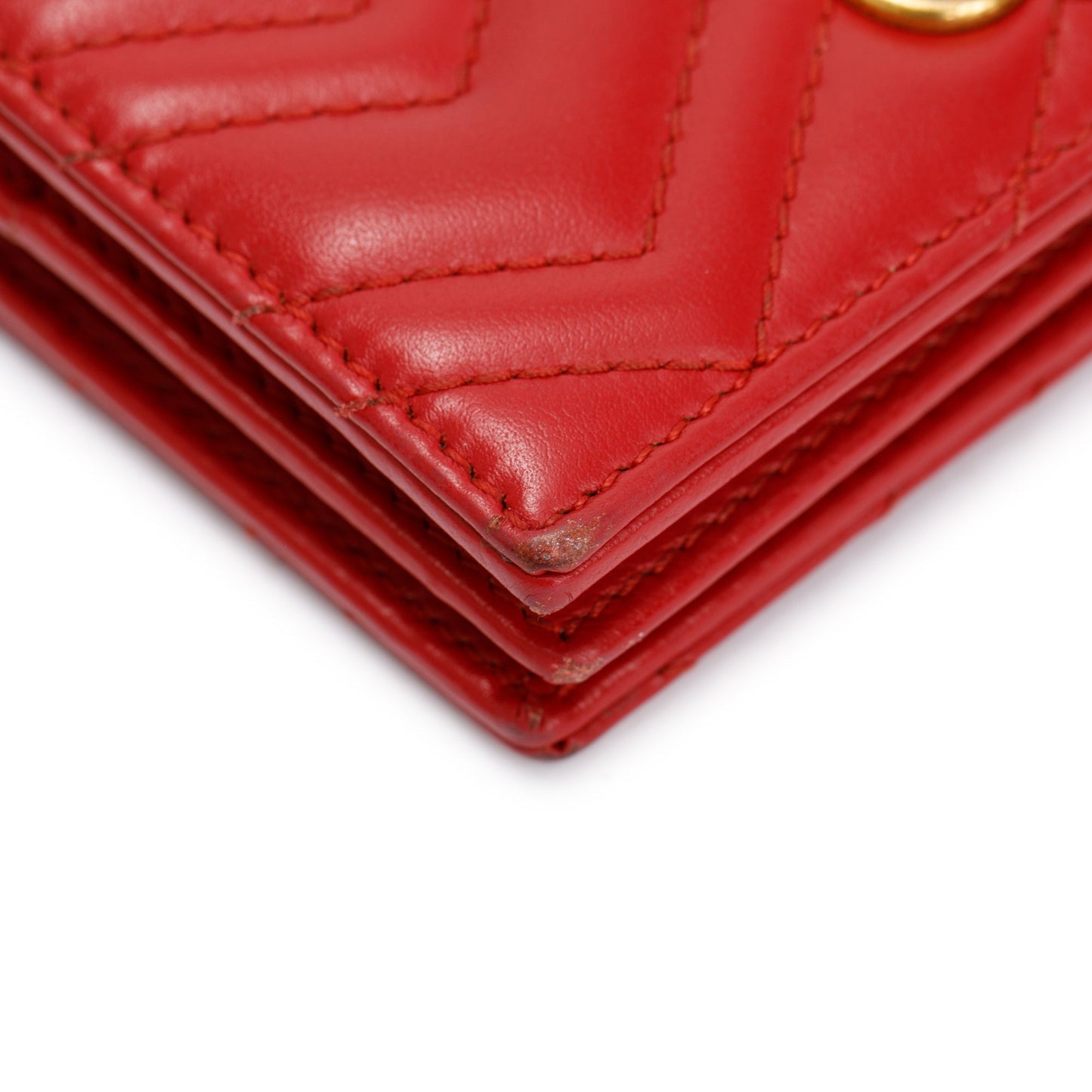 Gucci Red GG Marmont Matelasse Leather Card Case Wallet