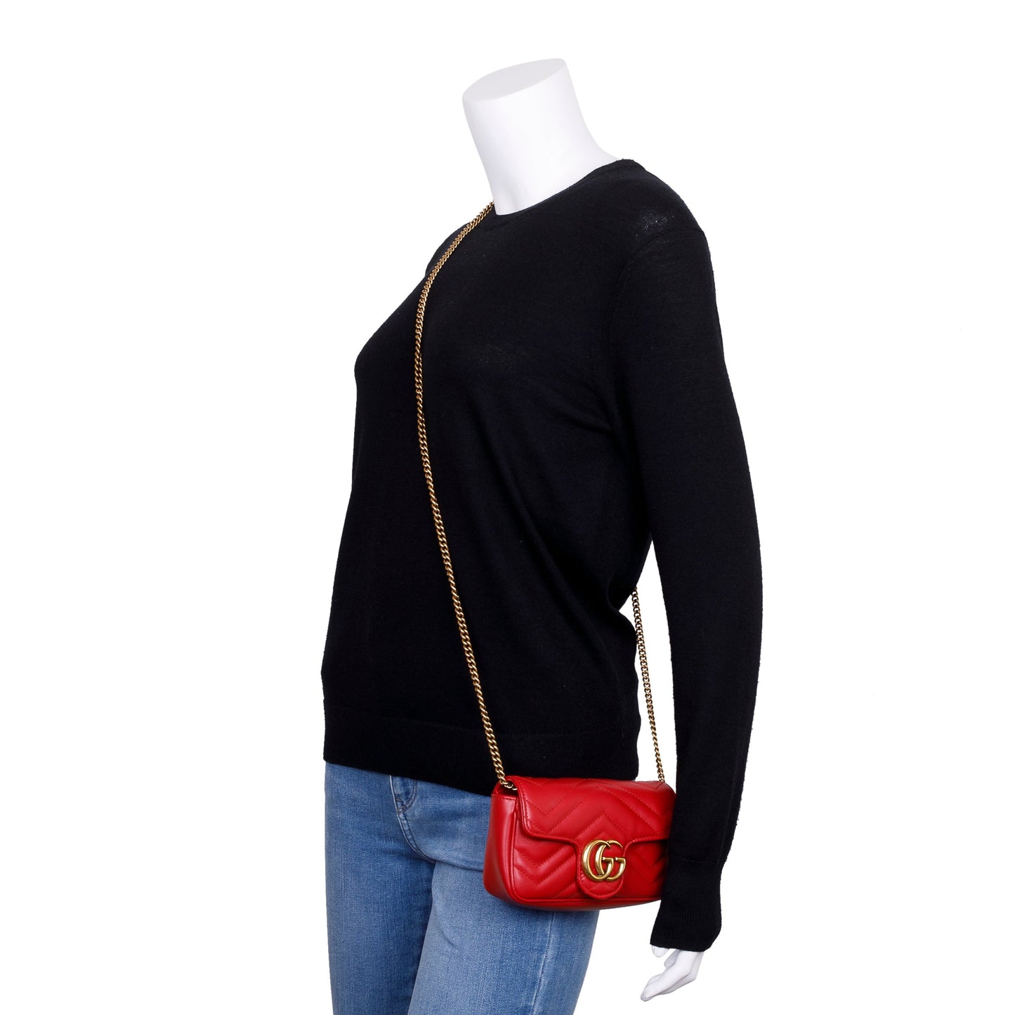 Gucci Red GG Marmont Matelasse Leather Super Mini Bag