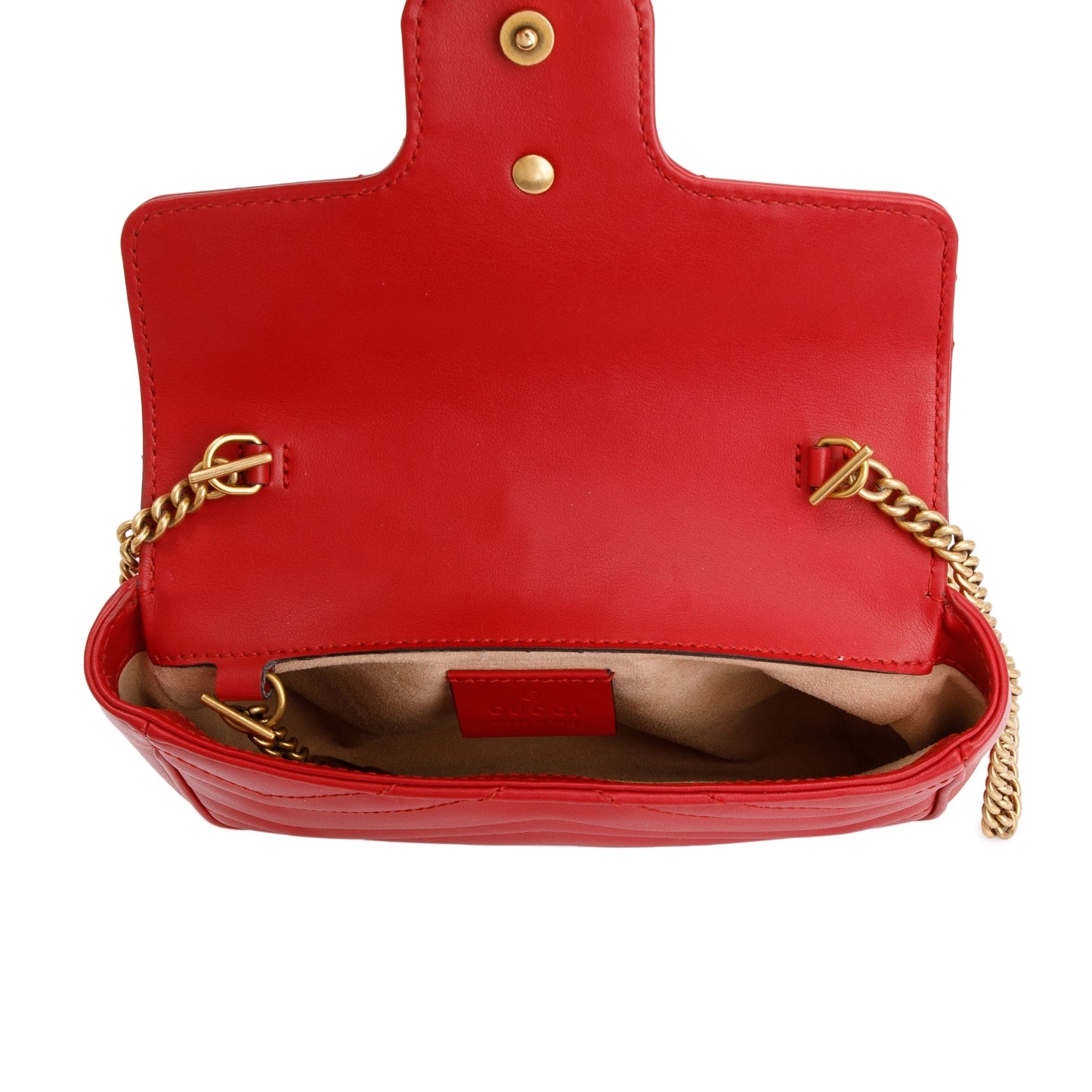 Gucci Red GG Marmont Matelasse Leather Super Mini Bag