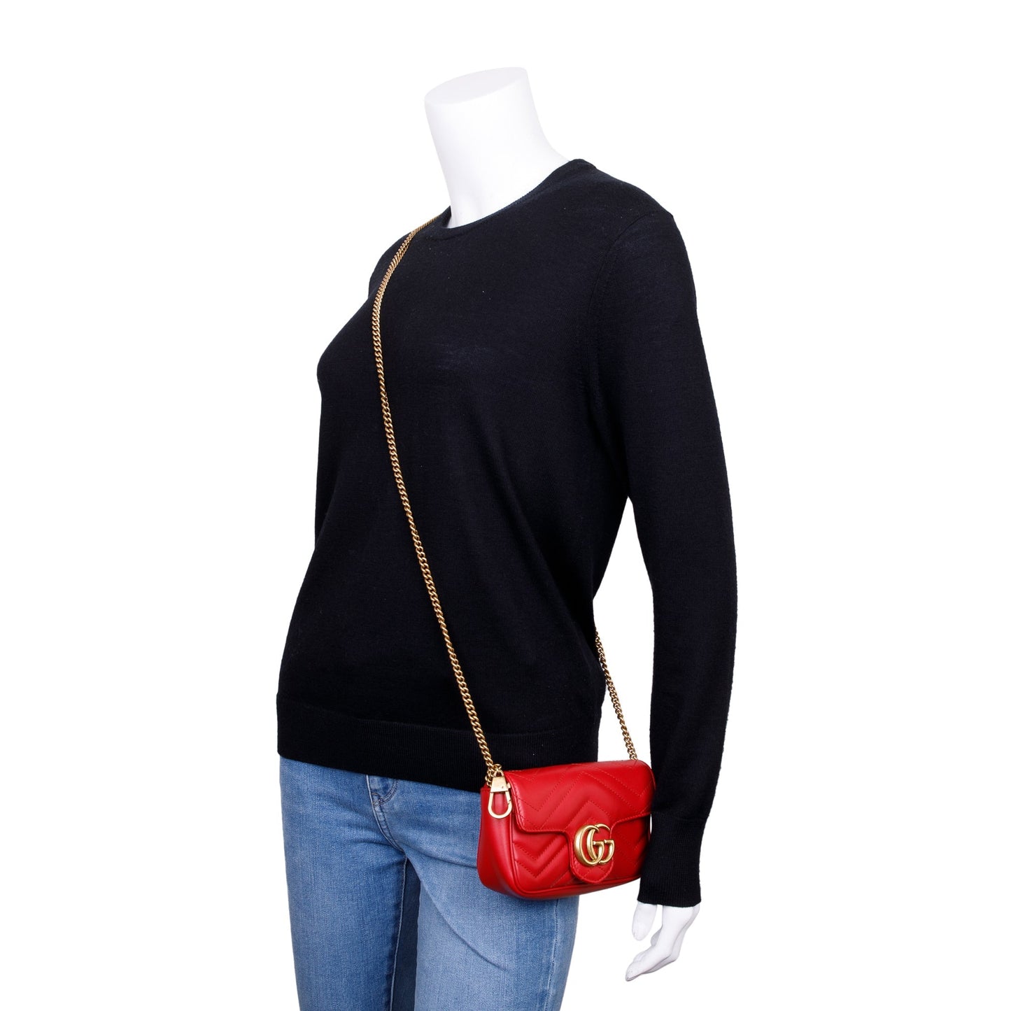 Gucci Red GG Marmont Matelasse Leather Super Mini Bag