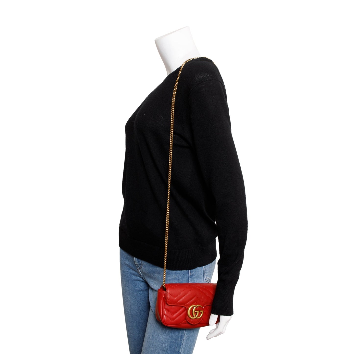 Gucci Red GG Marmont Matelasse Leather Super Mini Bag