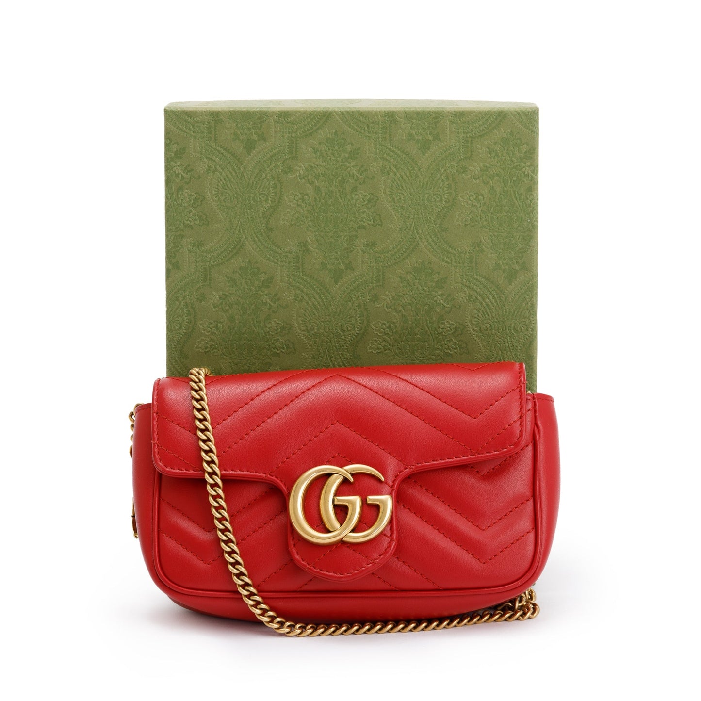 Gucci Red GG Marmont Matelasse Leather Super Mini Bag