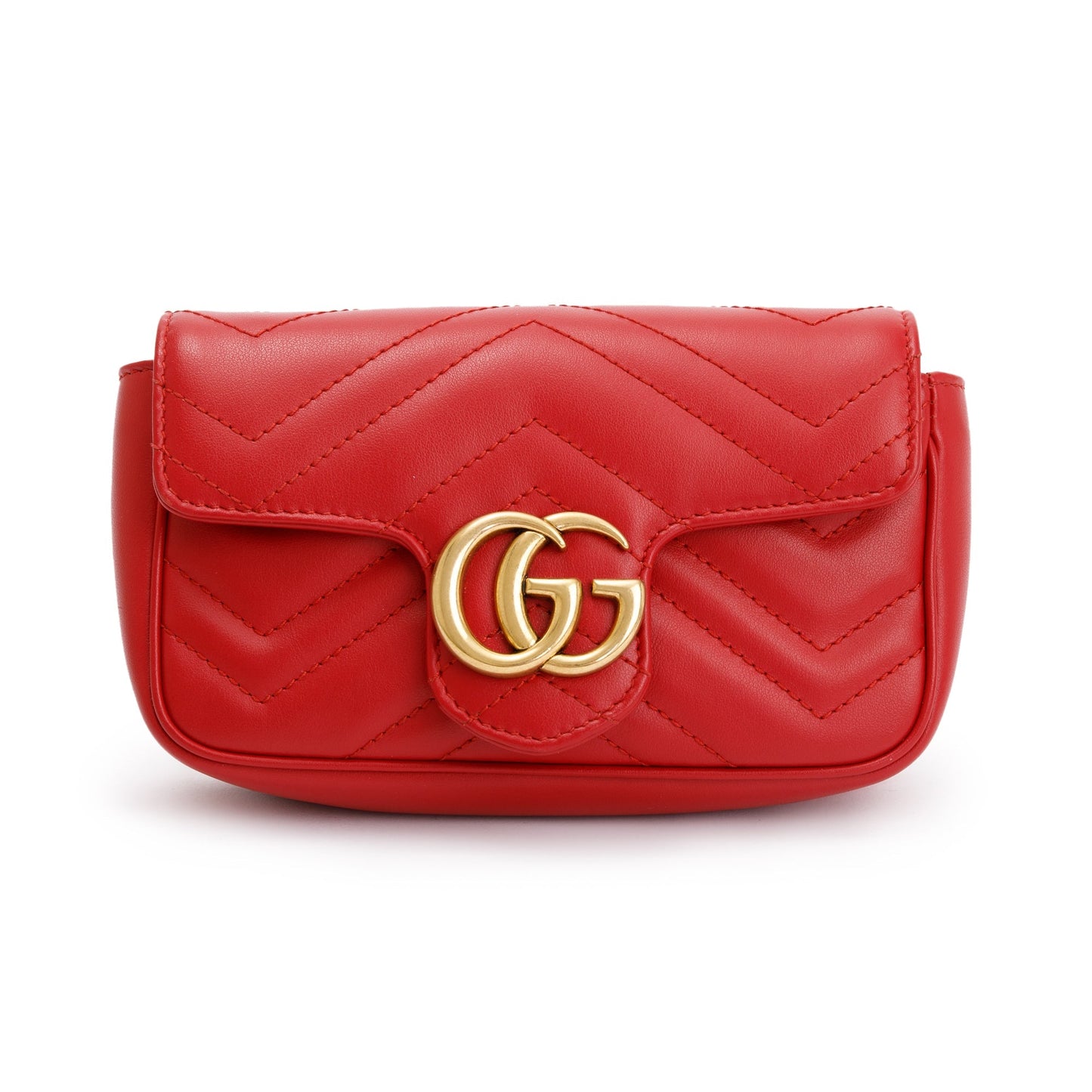 Gucci Red GG Marmont Matelasse Leather Super Mini Bag