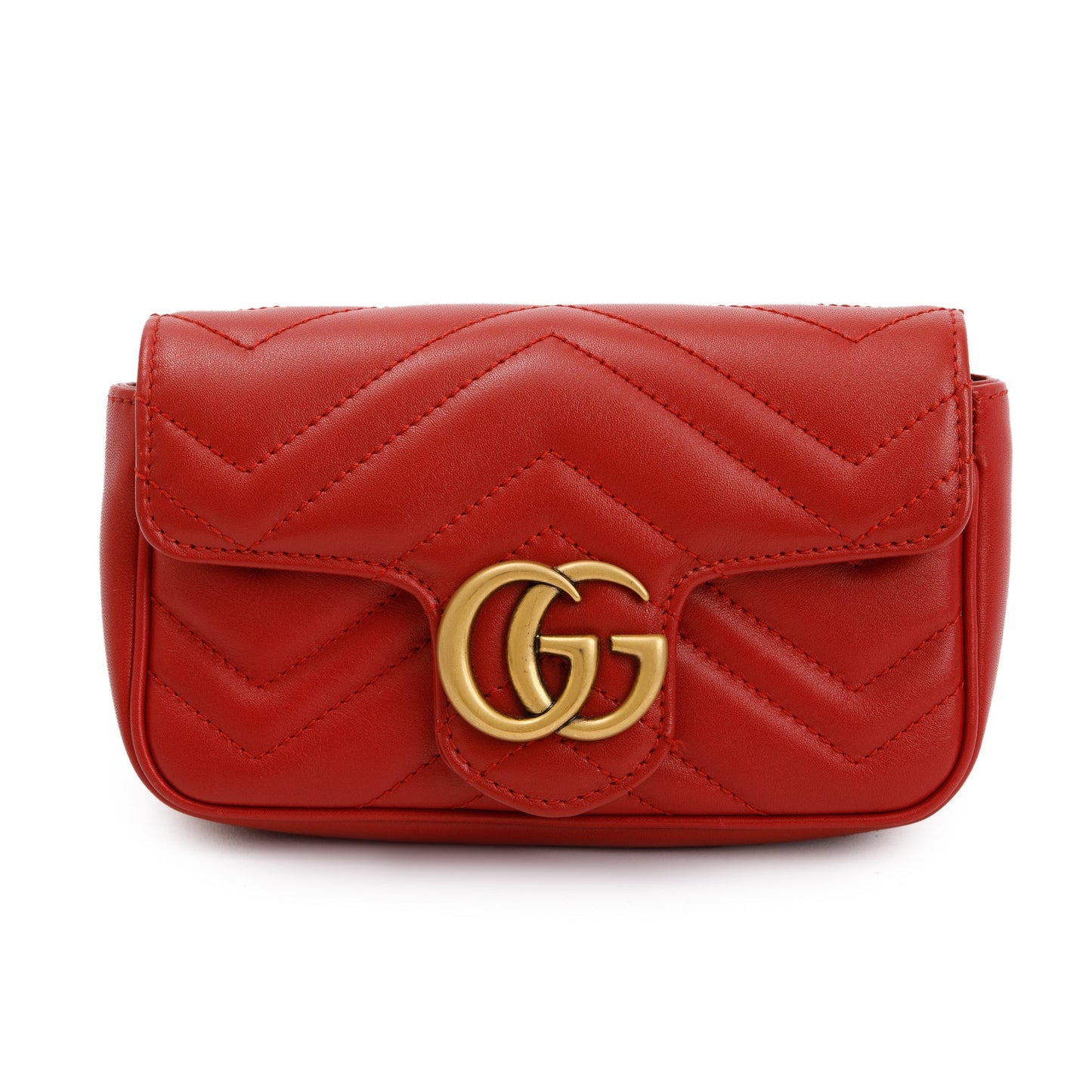 Gucci Red GG Marmont Matelasse Leather Super Mini Bag