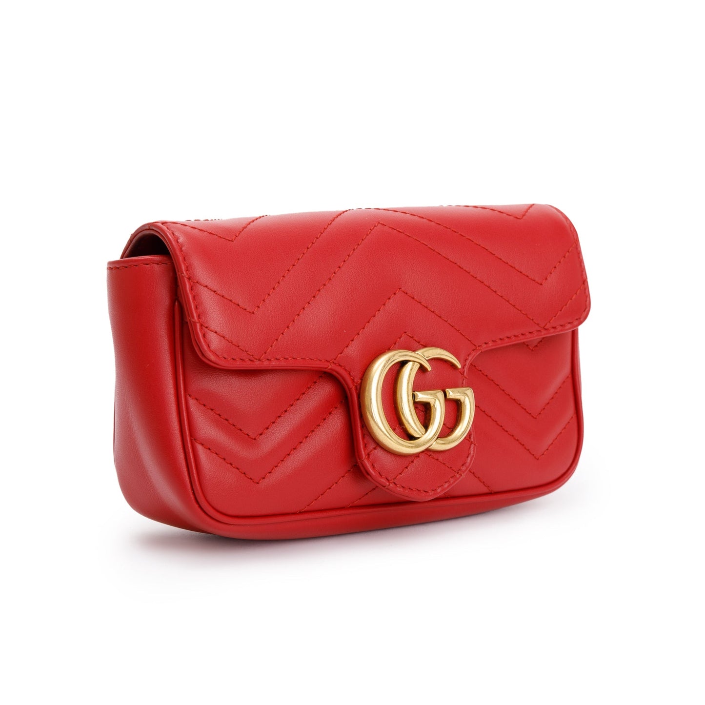 Gucci Red GG Marmont Matelasse Leather Super Mini Bag