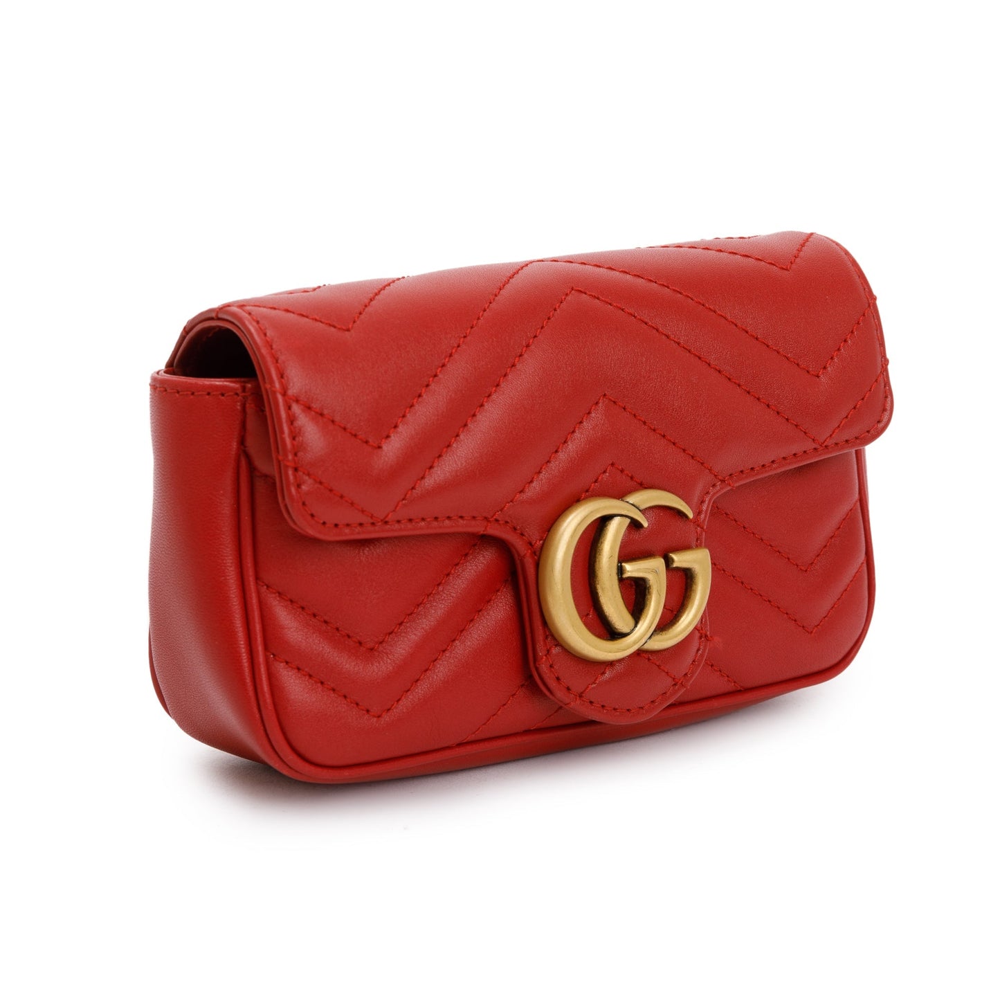 Gucci Red GG Marmont Matelasse Leather Super Mini Bag