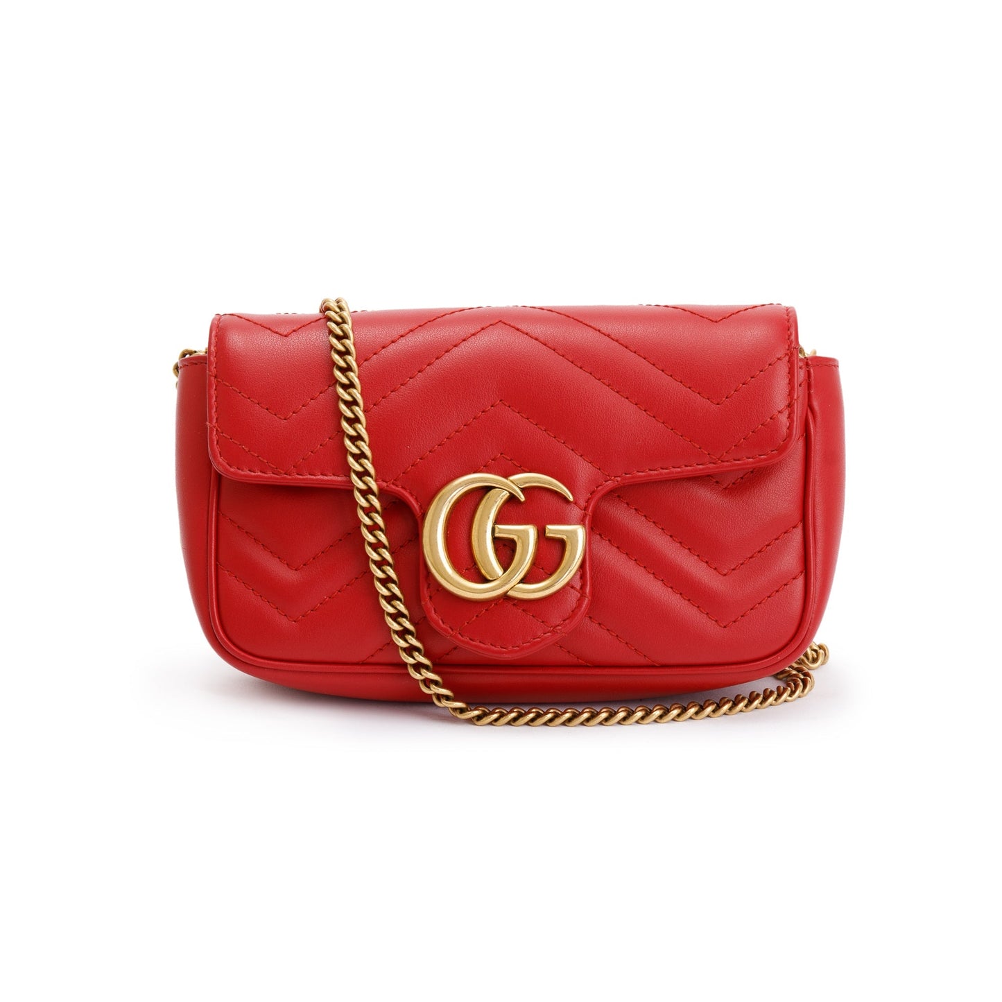 Gucci Red GG Marmont Matelasse Leather Super Mini Bag