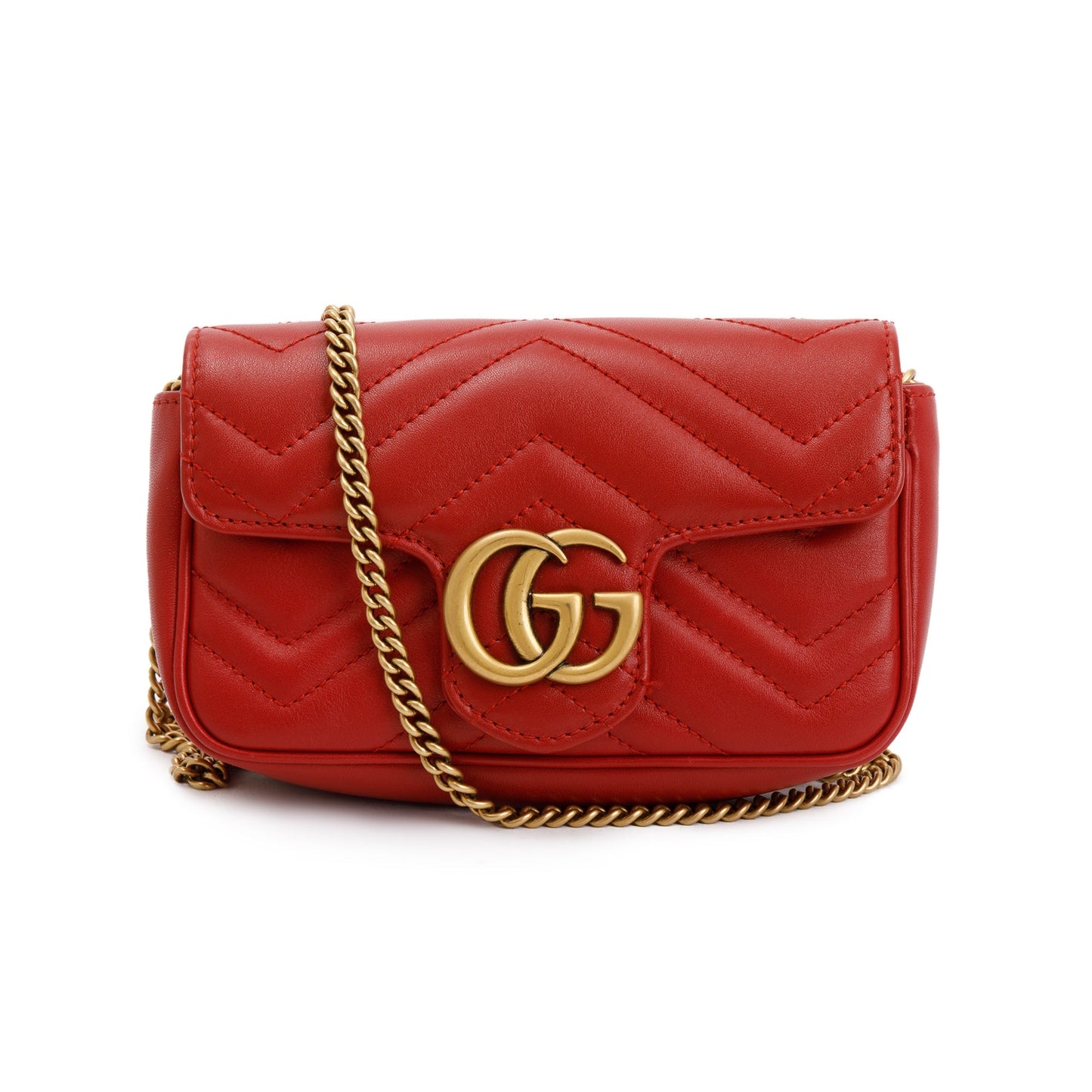 Gucci Red GG Marmont Matelasse Leather Super Mini Bag