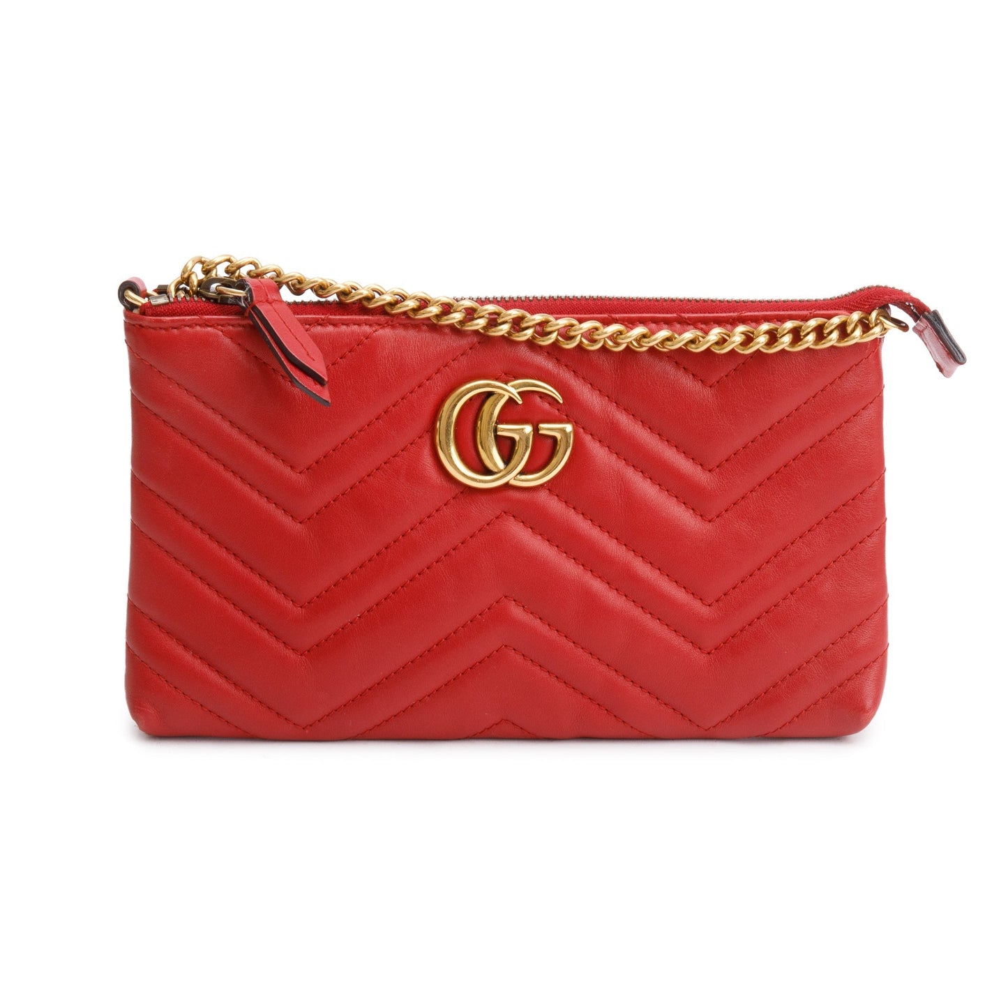 Gucci Red GG Marmont Matelasse Mini Chain Bag
