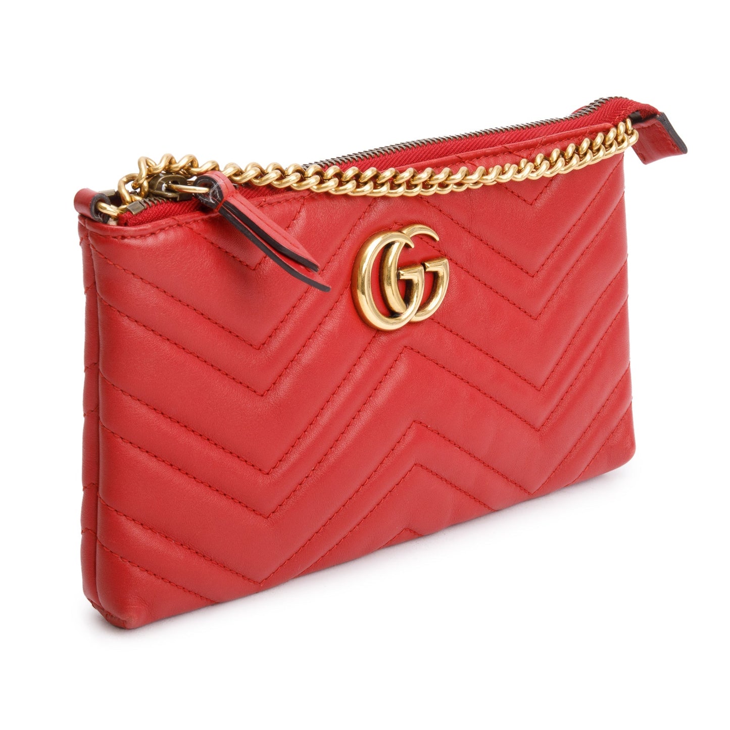 Gucci Red GG Marmont Matelasse Mini Chain Bag