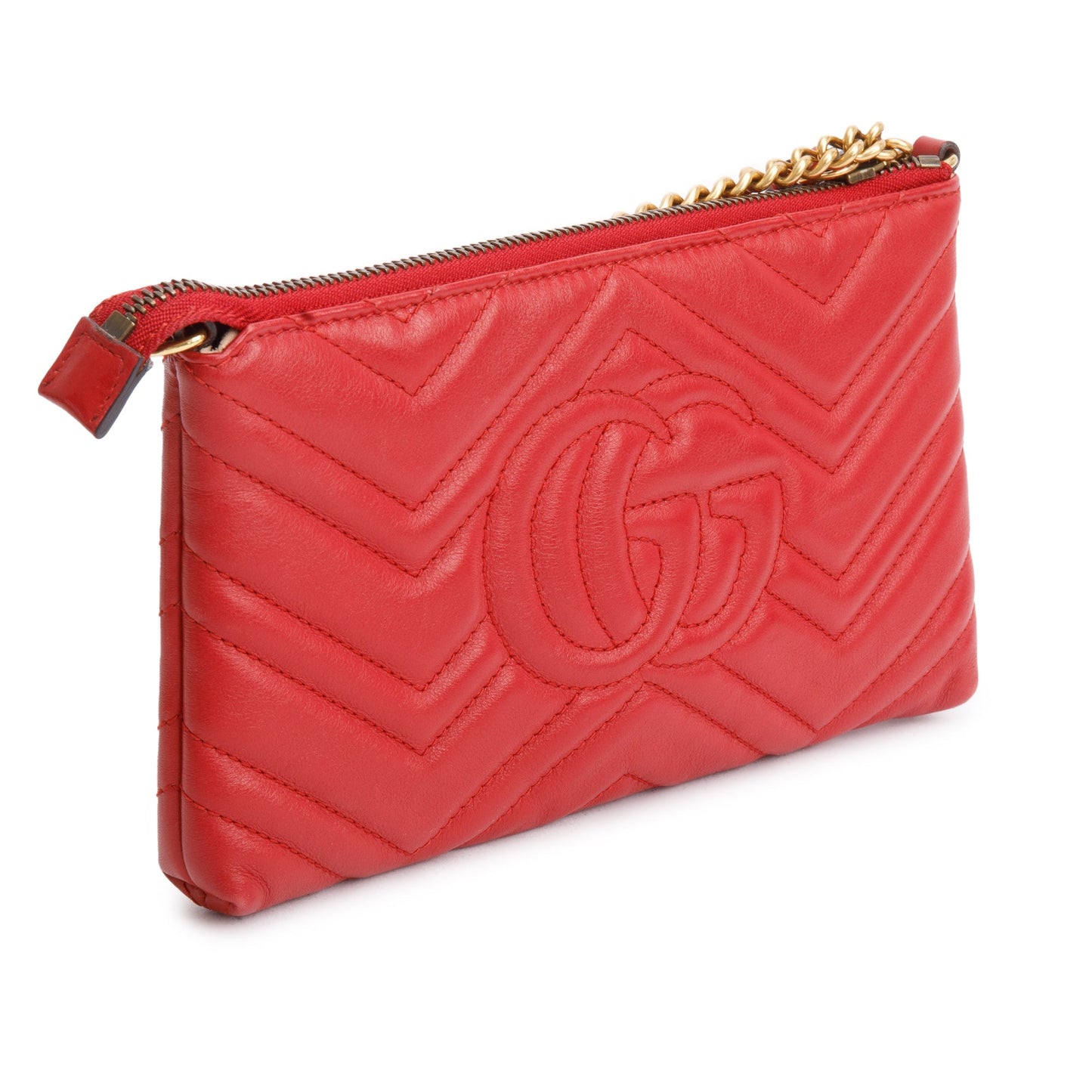 Gucci Red GG Marmont Matelasse Mini Chain Bag