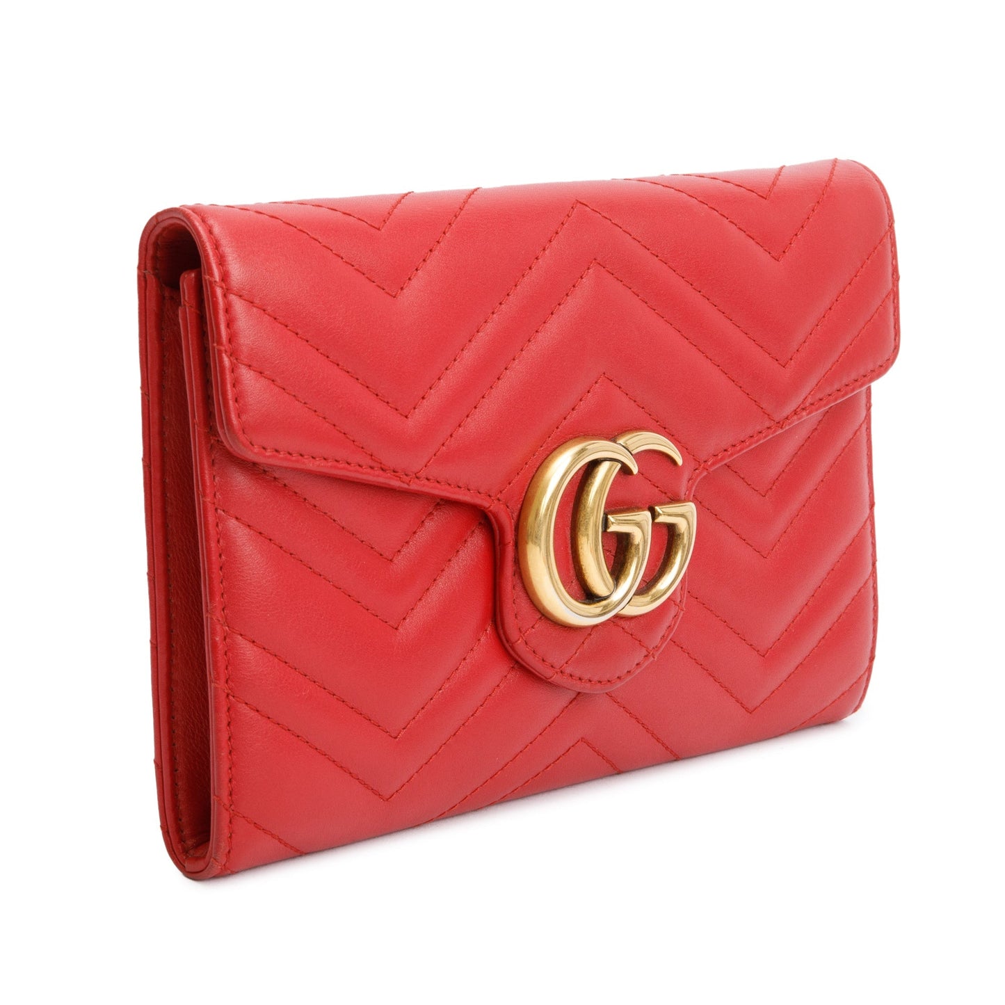 Gucci Red GG Marmont Mini Wallet on Chain