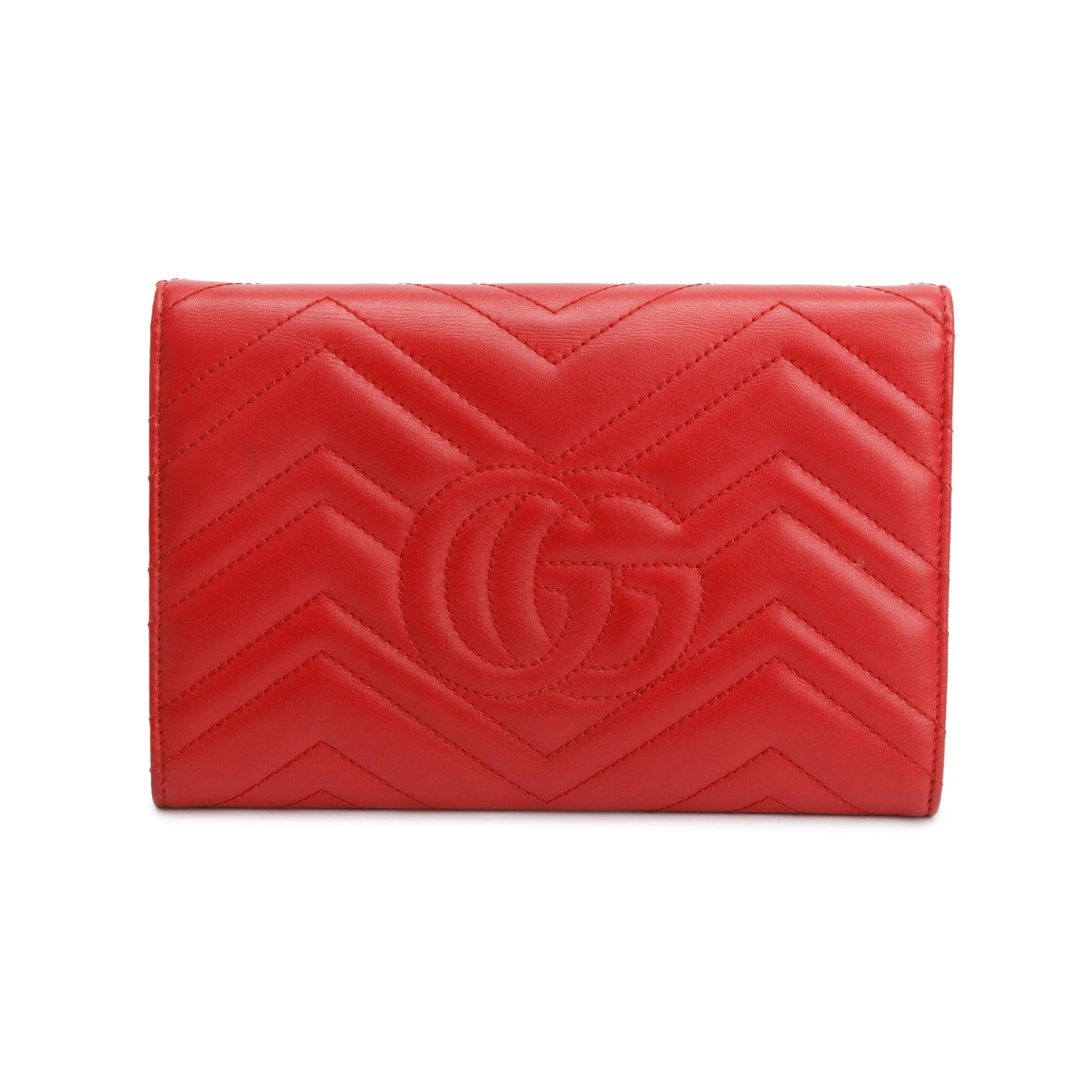 Gucci Red GG Marmont Mini Wallet on Chain