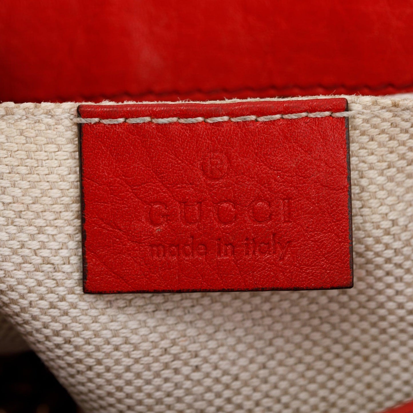 Gucci Red Grained Calfskin Leather Small Soho Chain Crossbody Bag