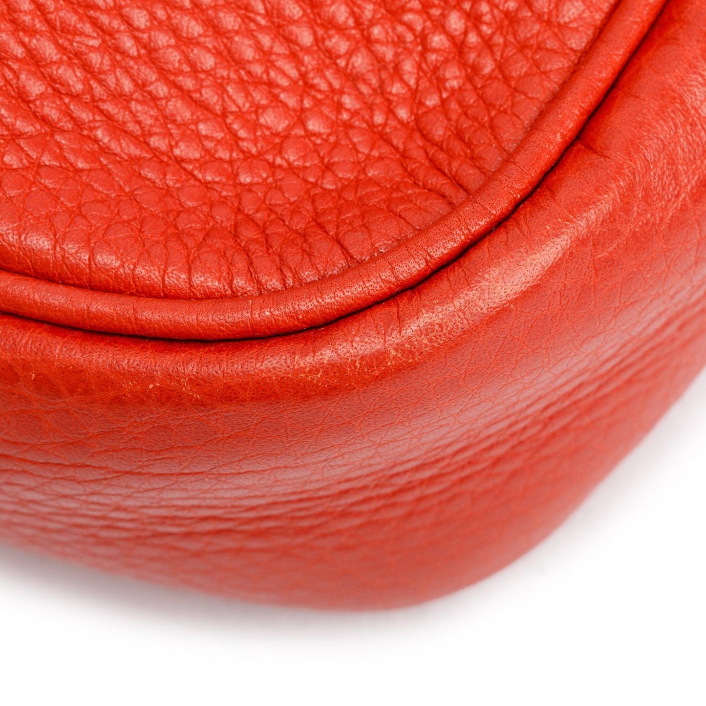 Gucci Red Grained Calfskin Leather Small Soho Chain Crossbody Bag