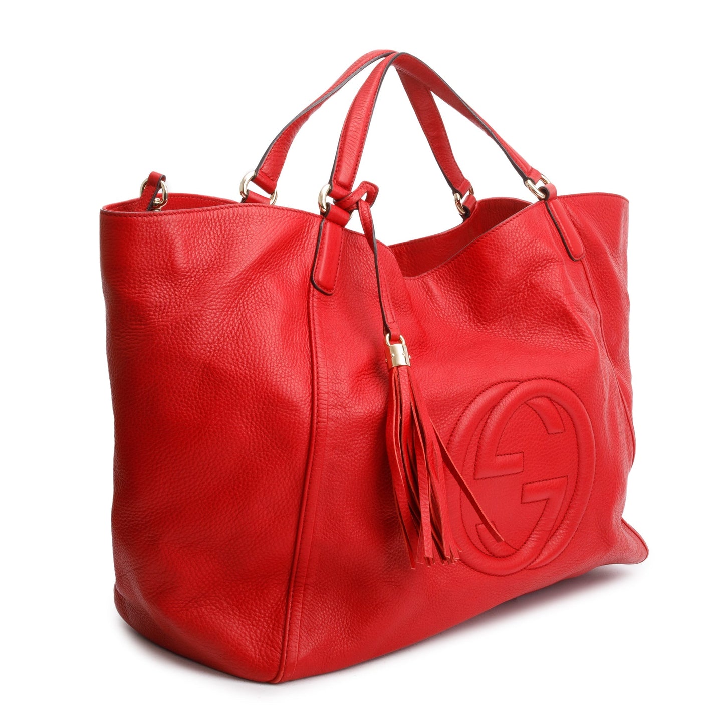 Gucci Red Grained Leather Large Soho Tote