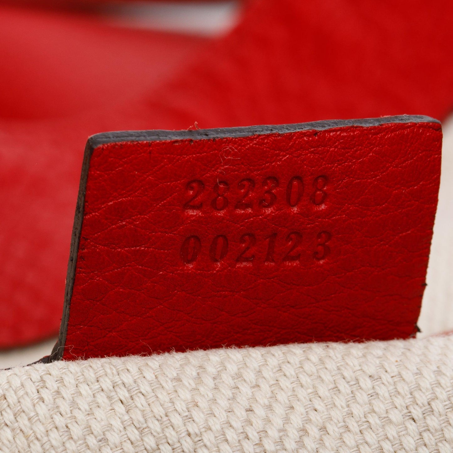 Gucci Red Grained Leather Large Soho Tote