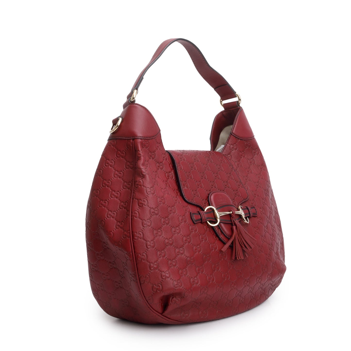 Gucci Red Guccissima Leather Medium Emily Chain Hobo Bag
