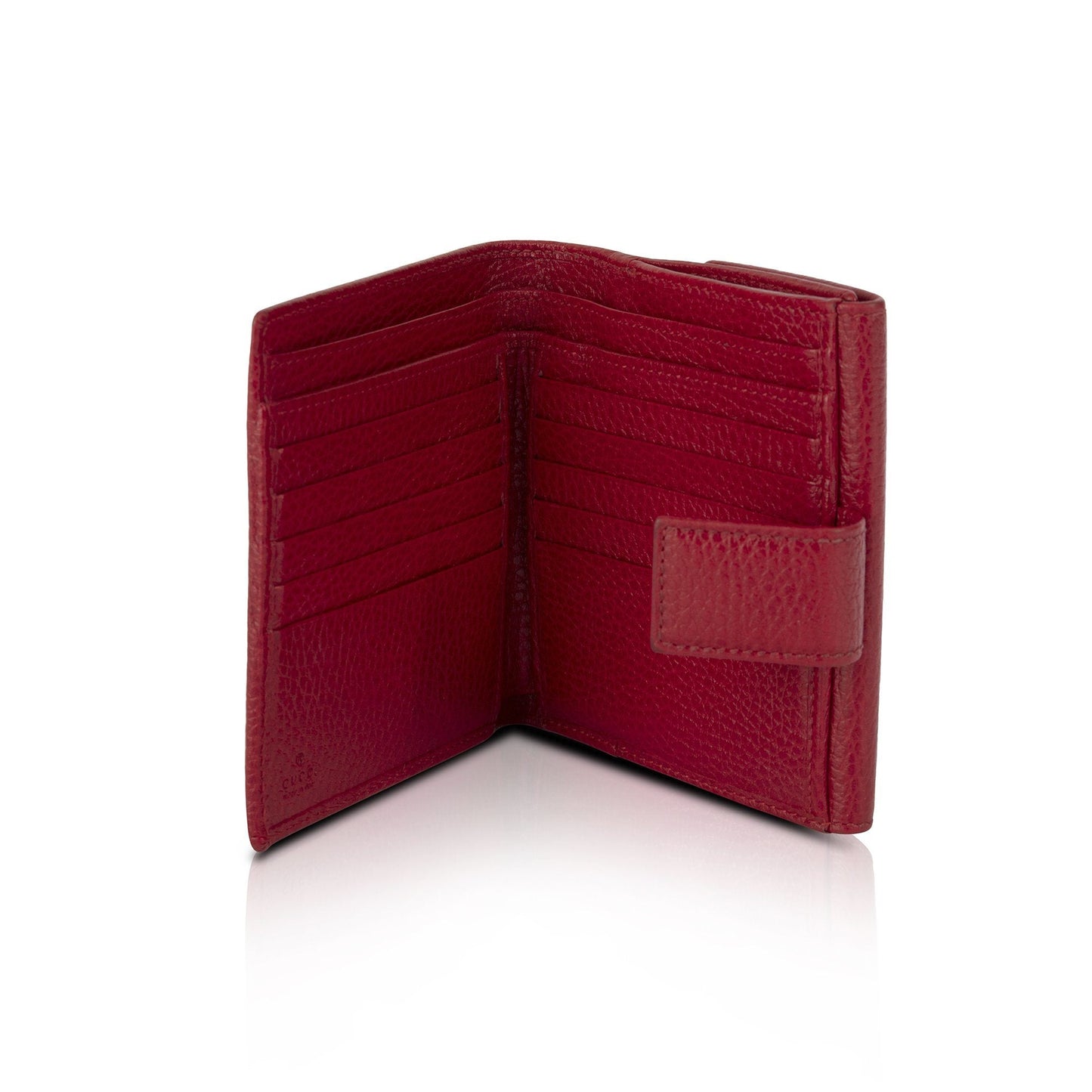 Gucci Red Leather French Flap Wallet