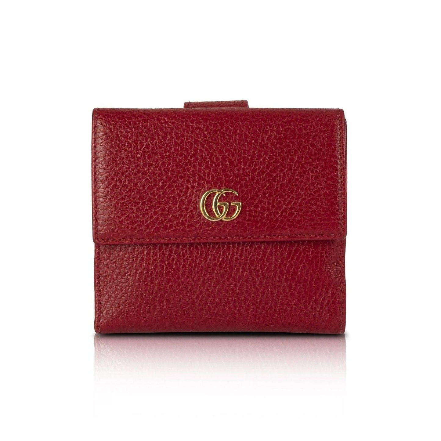 Gucci Red Leather French Flap Wallet