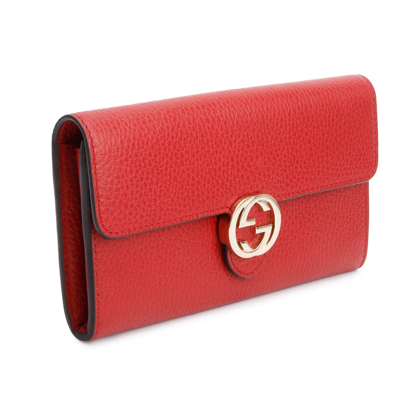 Gucci Red Leather Interlocking GG Continental Wallet