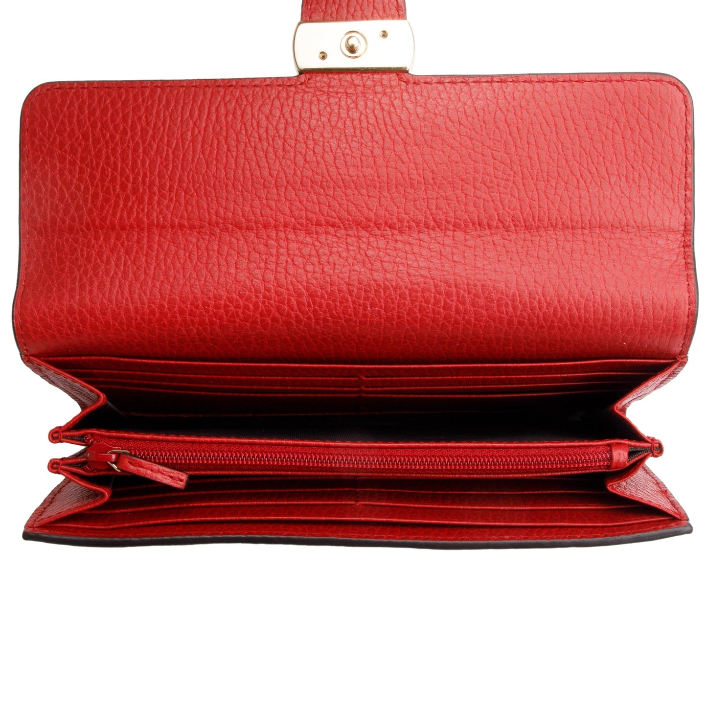 Gucci Red Leather Interlocking GG Continental Wallet