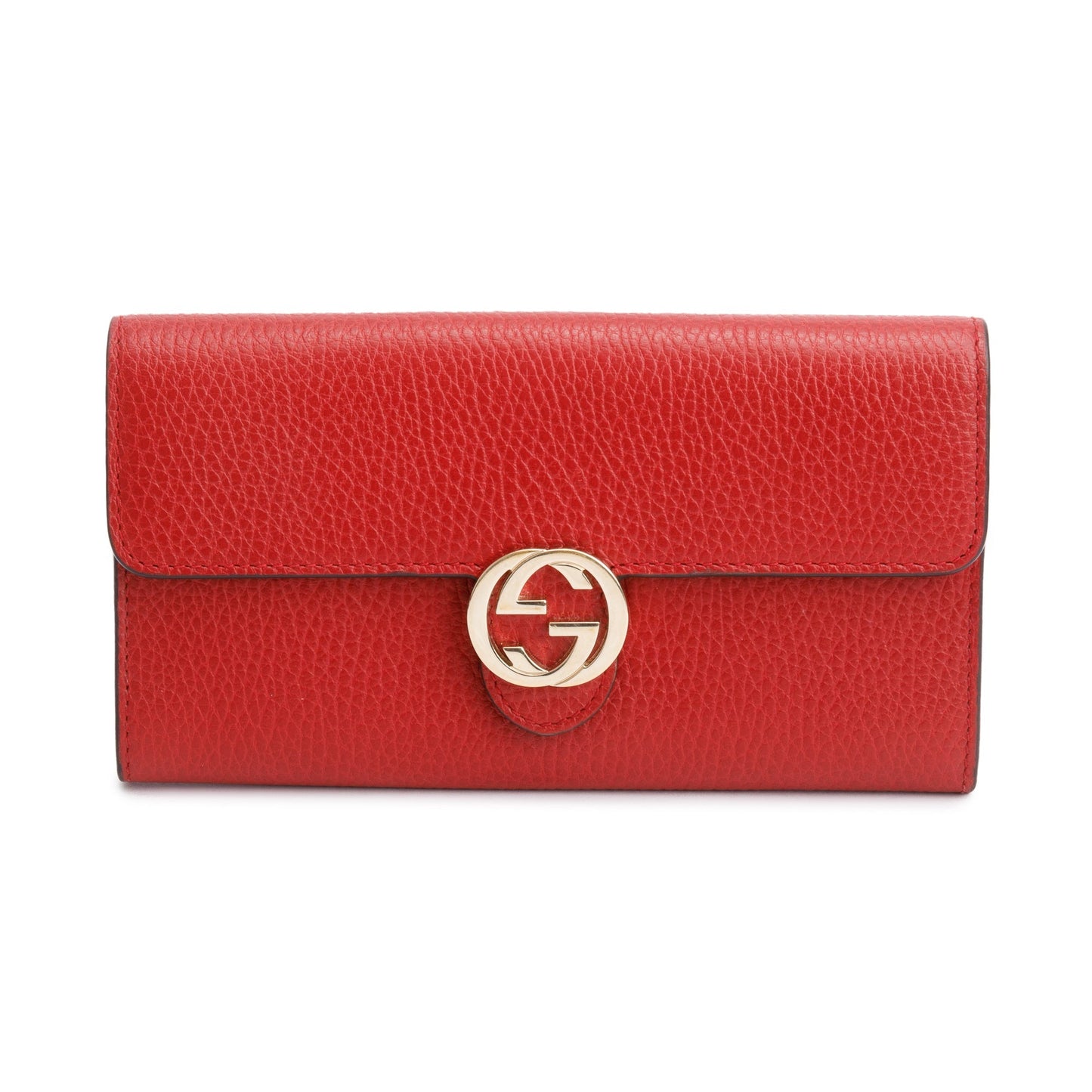 Gucci Red Leather Interlocking GG Continental Wallet