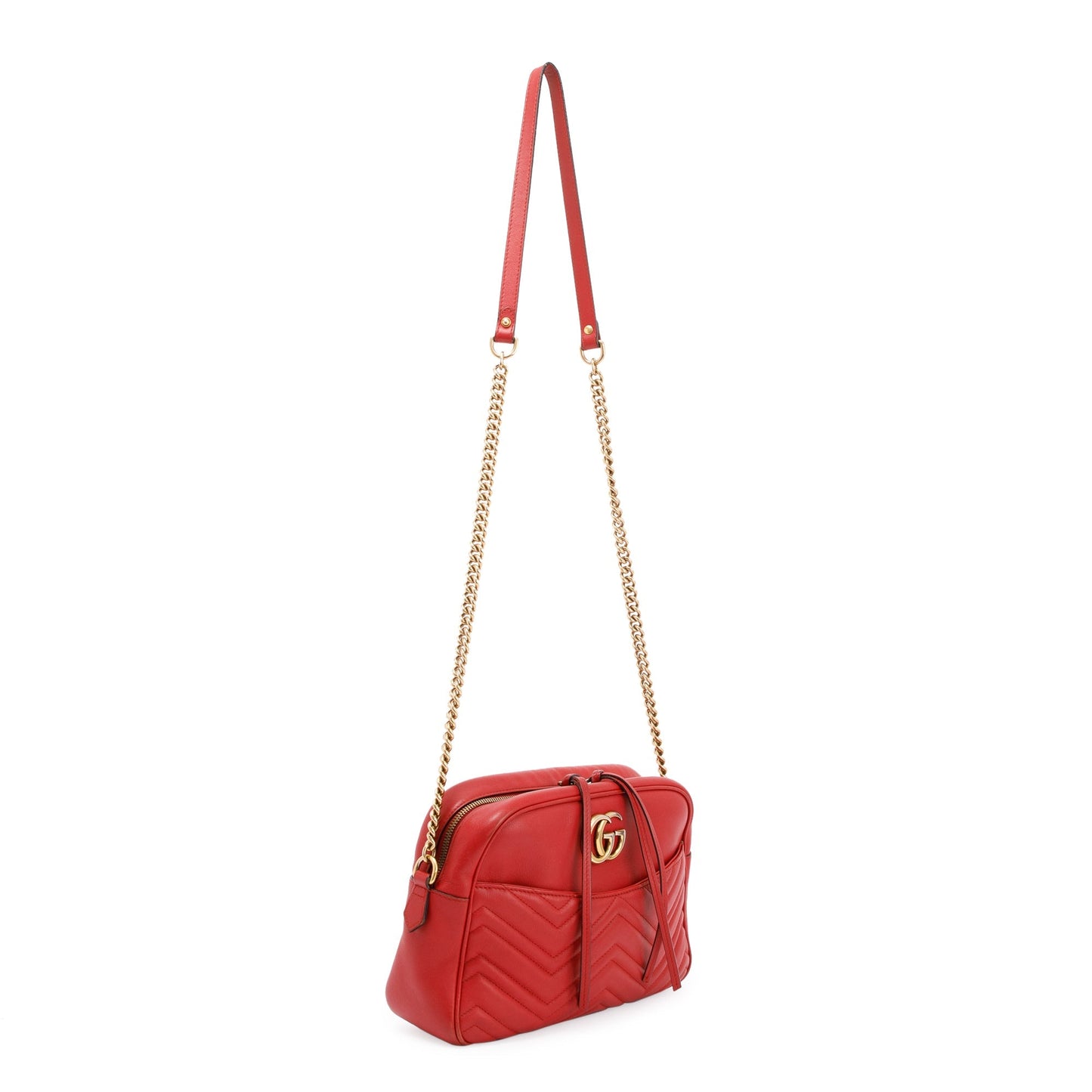 Gucci Red Medium GG Marmont Matelasse Bag